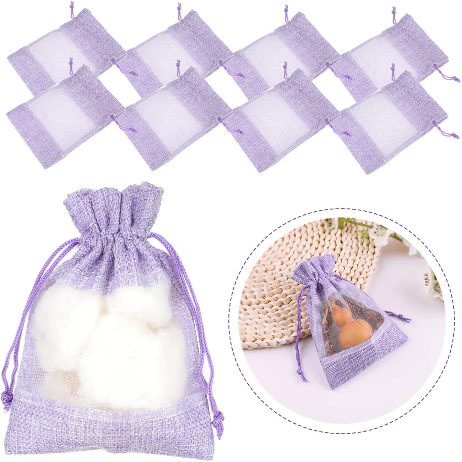 Cabilock 10Pcs Lavender Sachet Bags with Drawstring