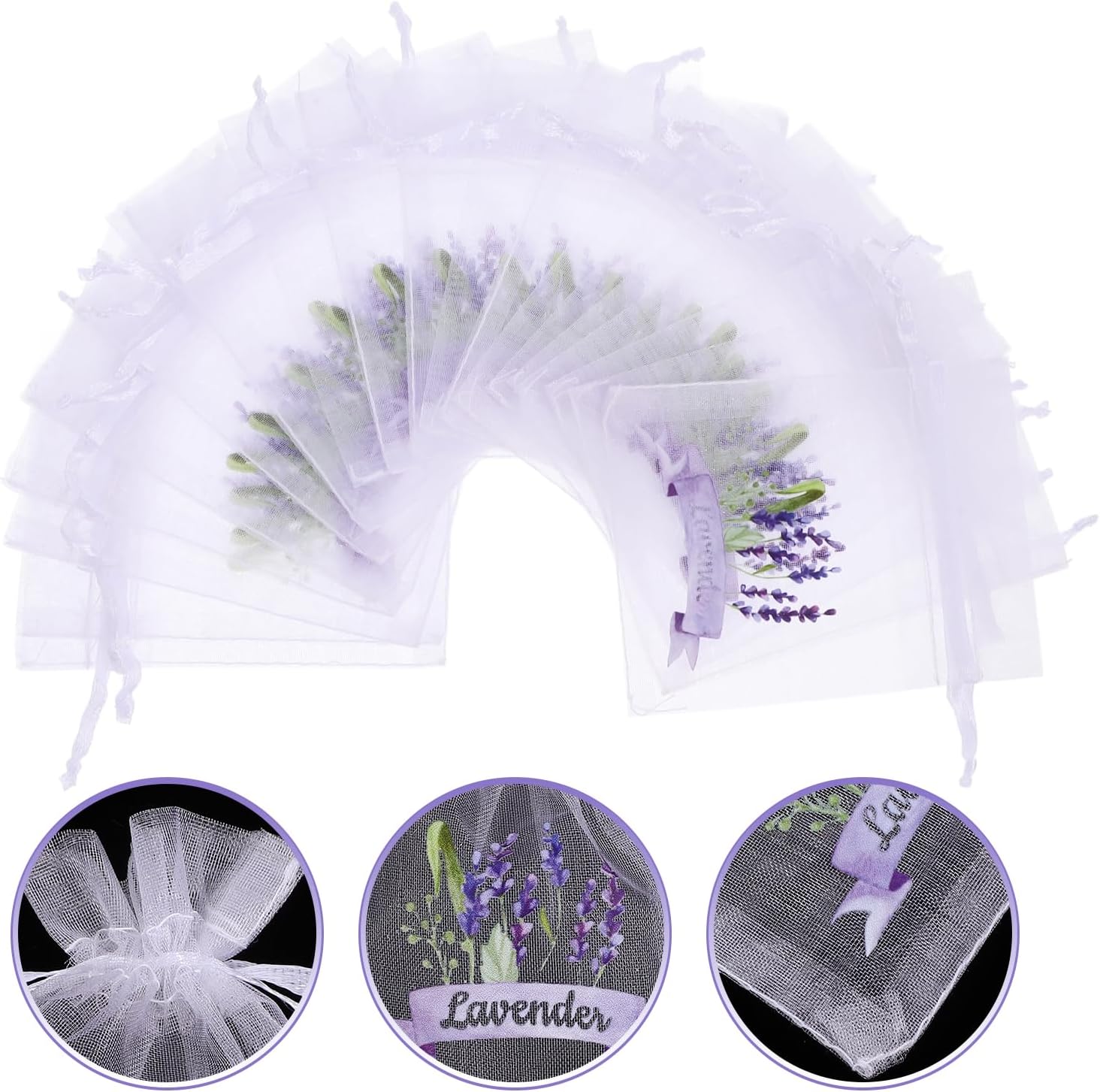 LOGOFUN 20pcs Lavender Sachet Bags - White