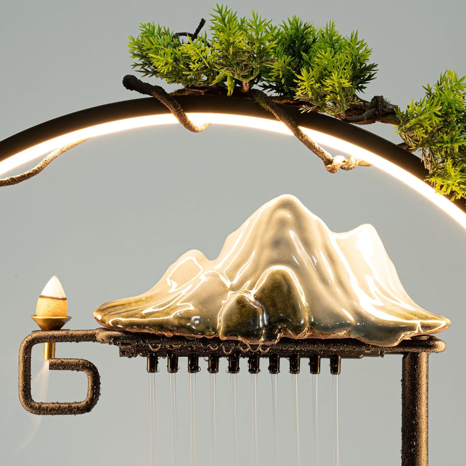 ATOLOMOTOR Indoor Outdoor Artificial Water Fountain with LED Light and Atomizer for Home Office Decor