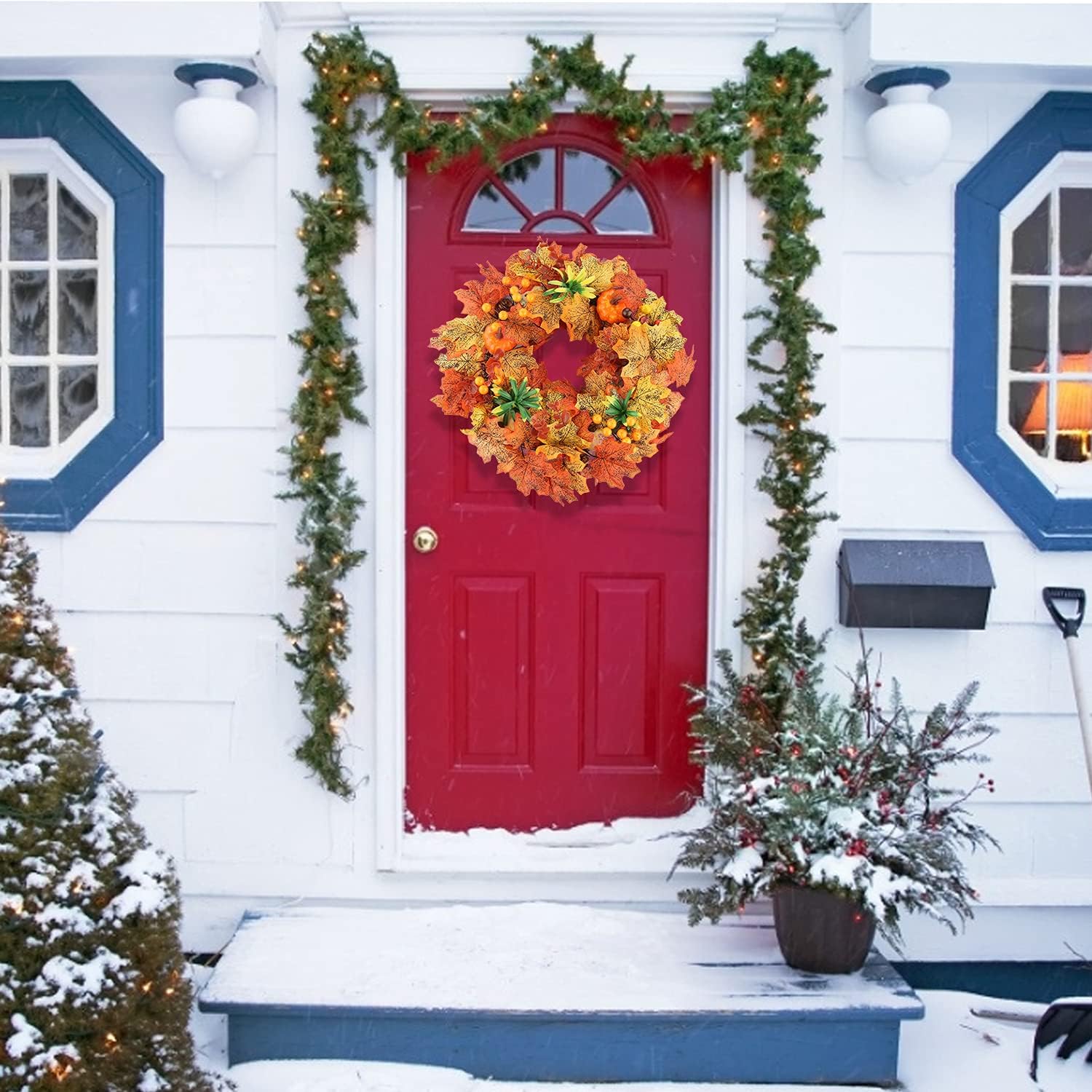Autumn Door Wreath 45cm Fall Maple Gold Decor