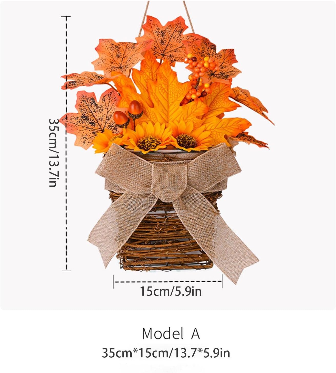 Faux Floral Wreath Basket for Front Door