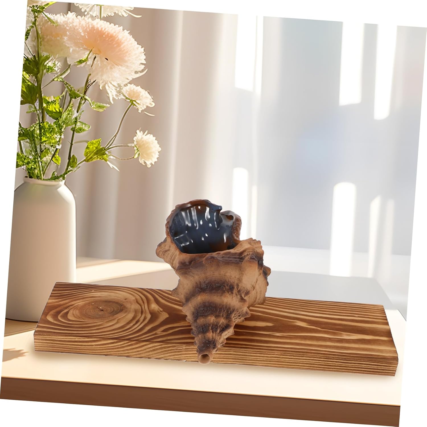 PRETYZOOM Tabletop Water Fountain with Sea Conch Pump for Home Garden Fish Tank Decor