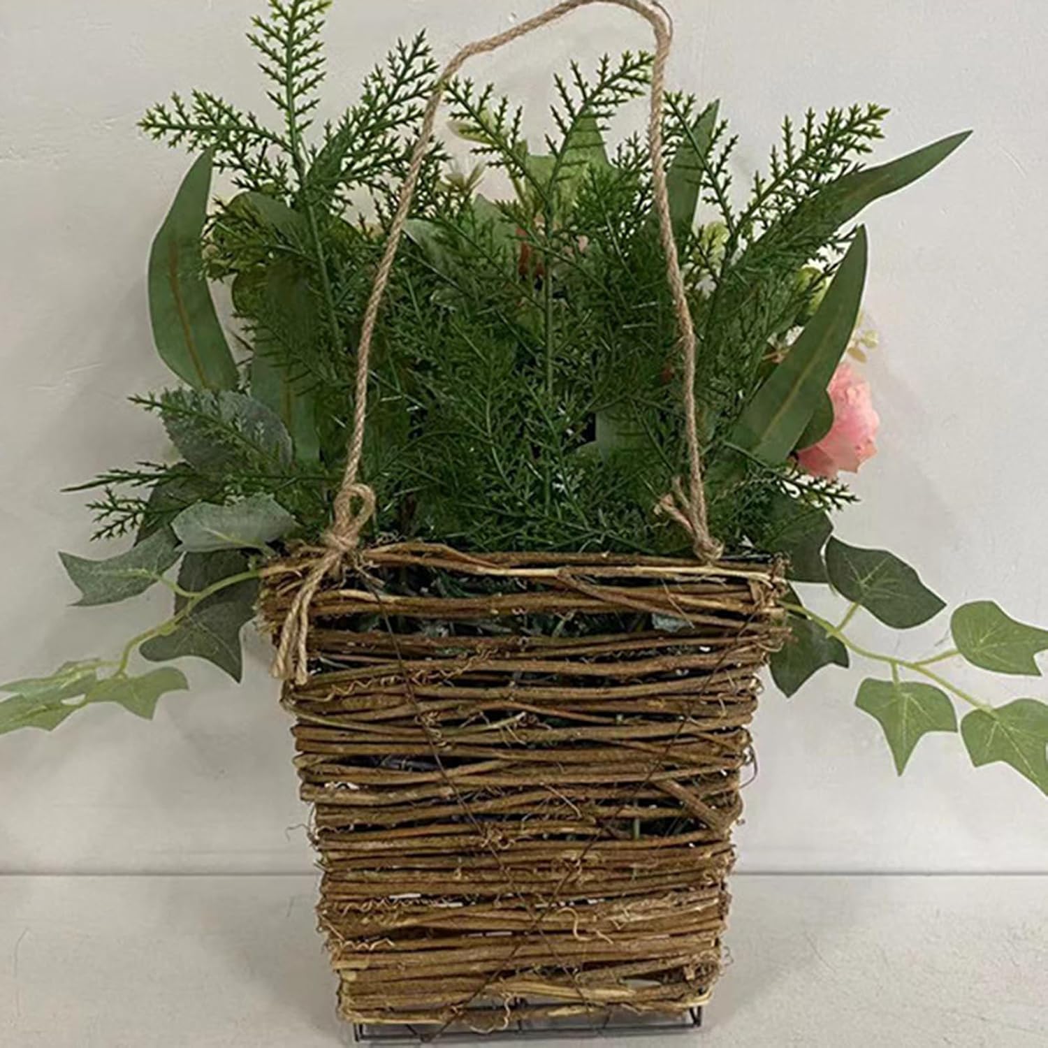 Spring Flowers Door Wreath Lightweight Artificial Wreath for Front Door Decor