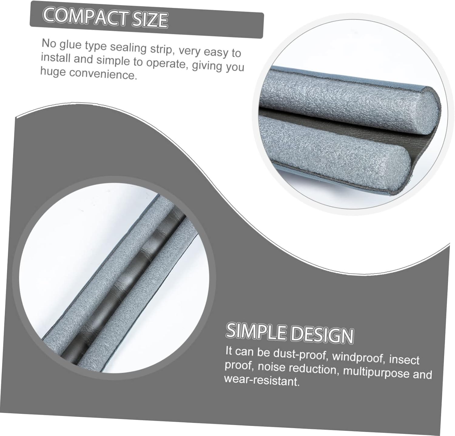 3pc Door Draft Stopper Weather Stripping for Home and Dorm