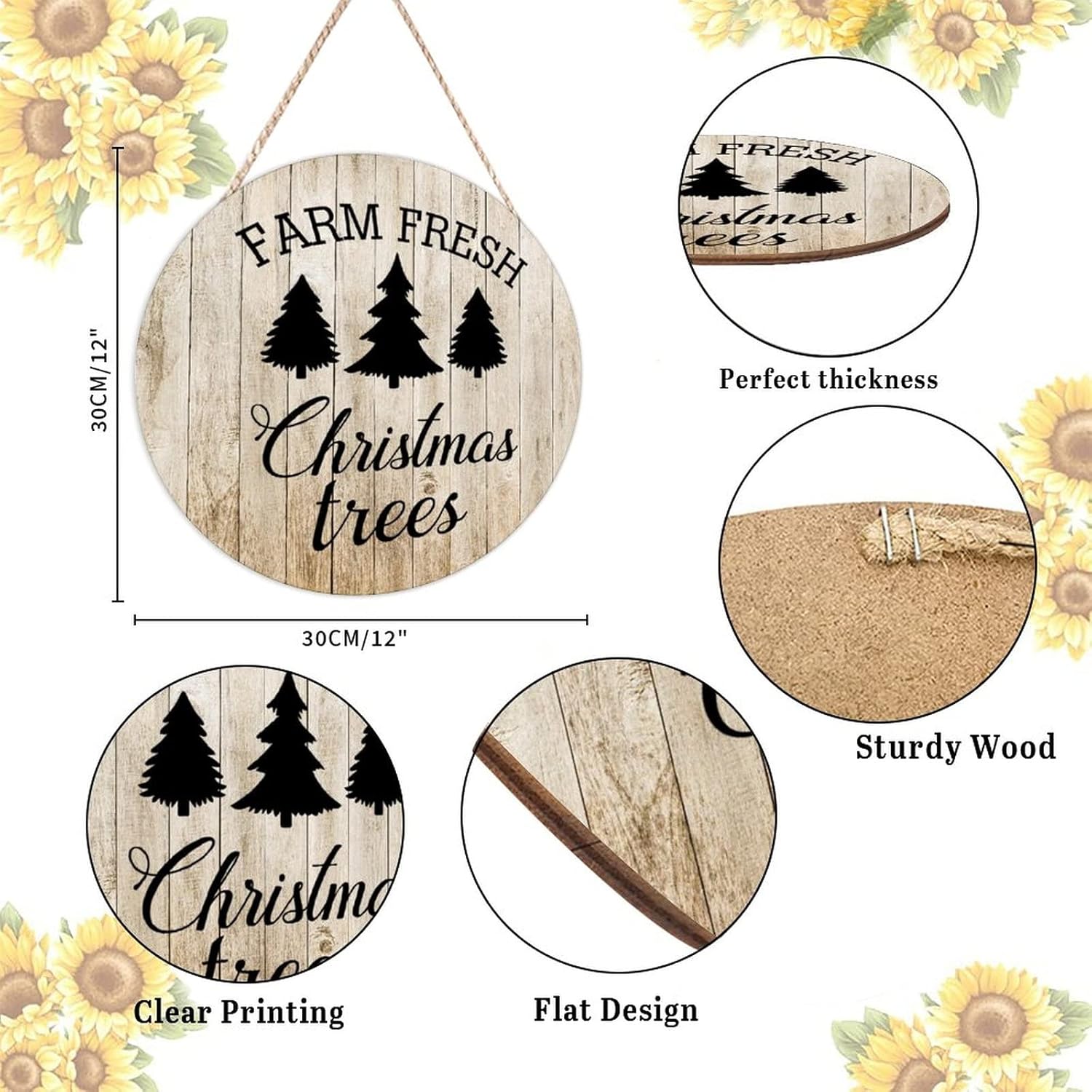 Farmhouse Door Hanger 12x12in Wood Wreath Sign Funny Holiday Decor