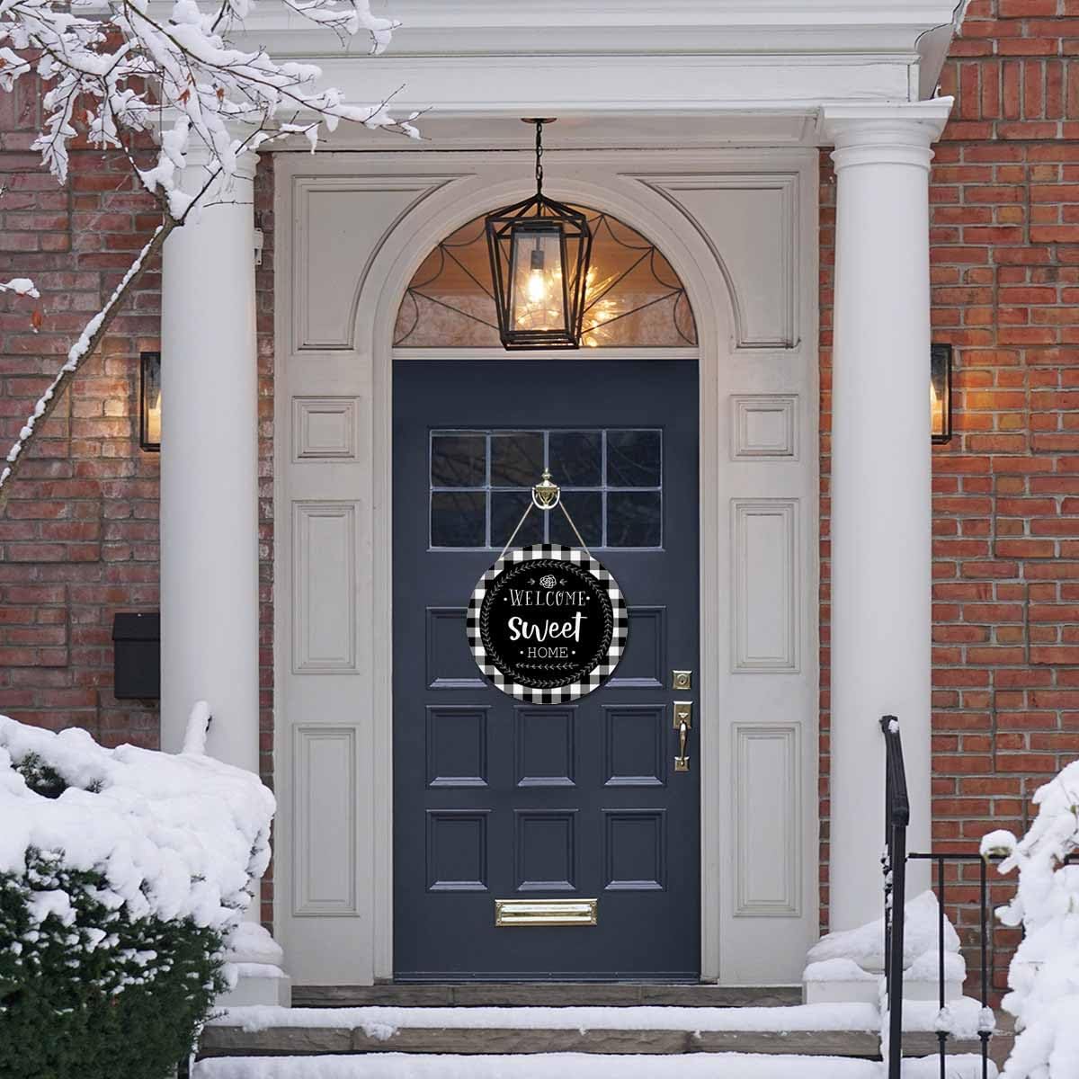 Welcome Wreath for Front Door Porch 12in Round Wall Decor