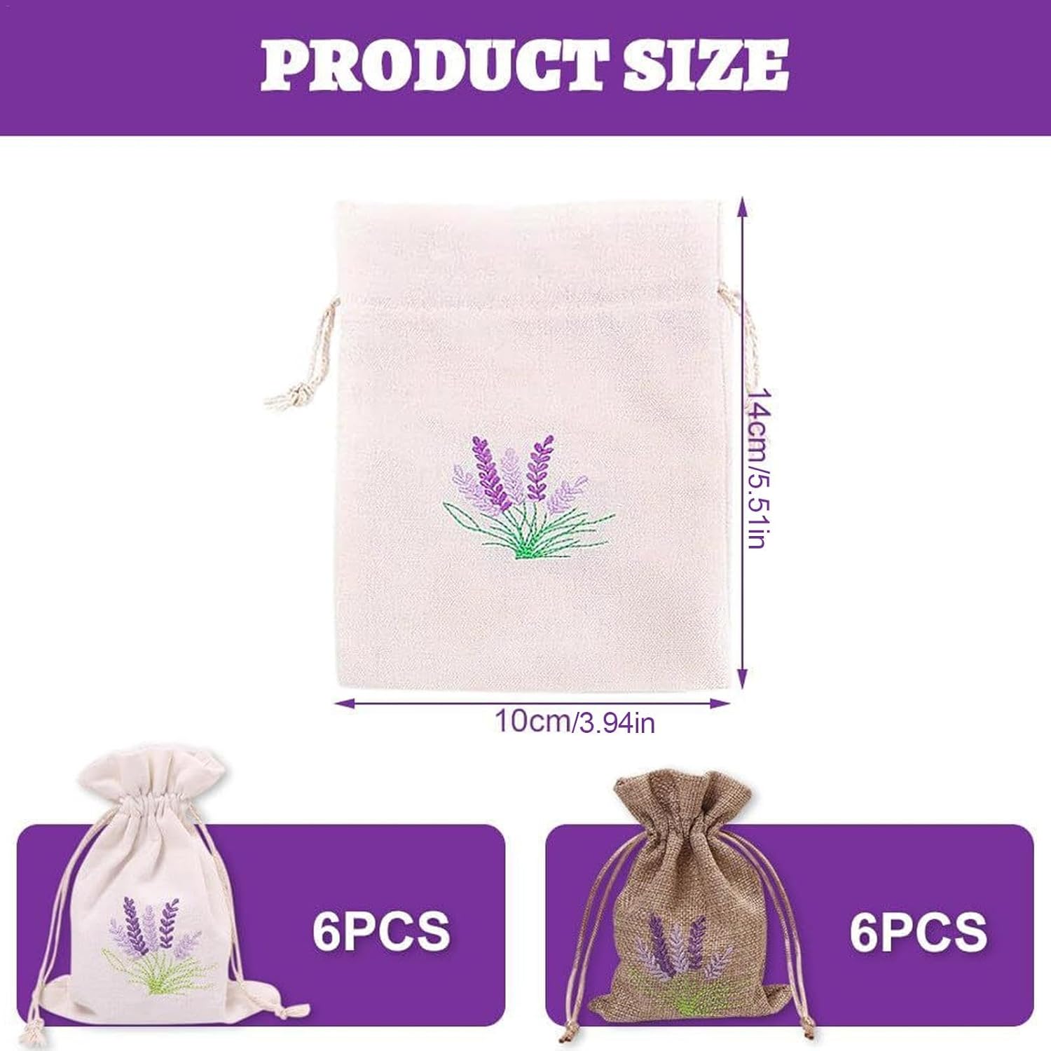 Generic Embroidered Lavender Sachets with Drawstring