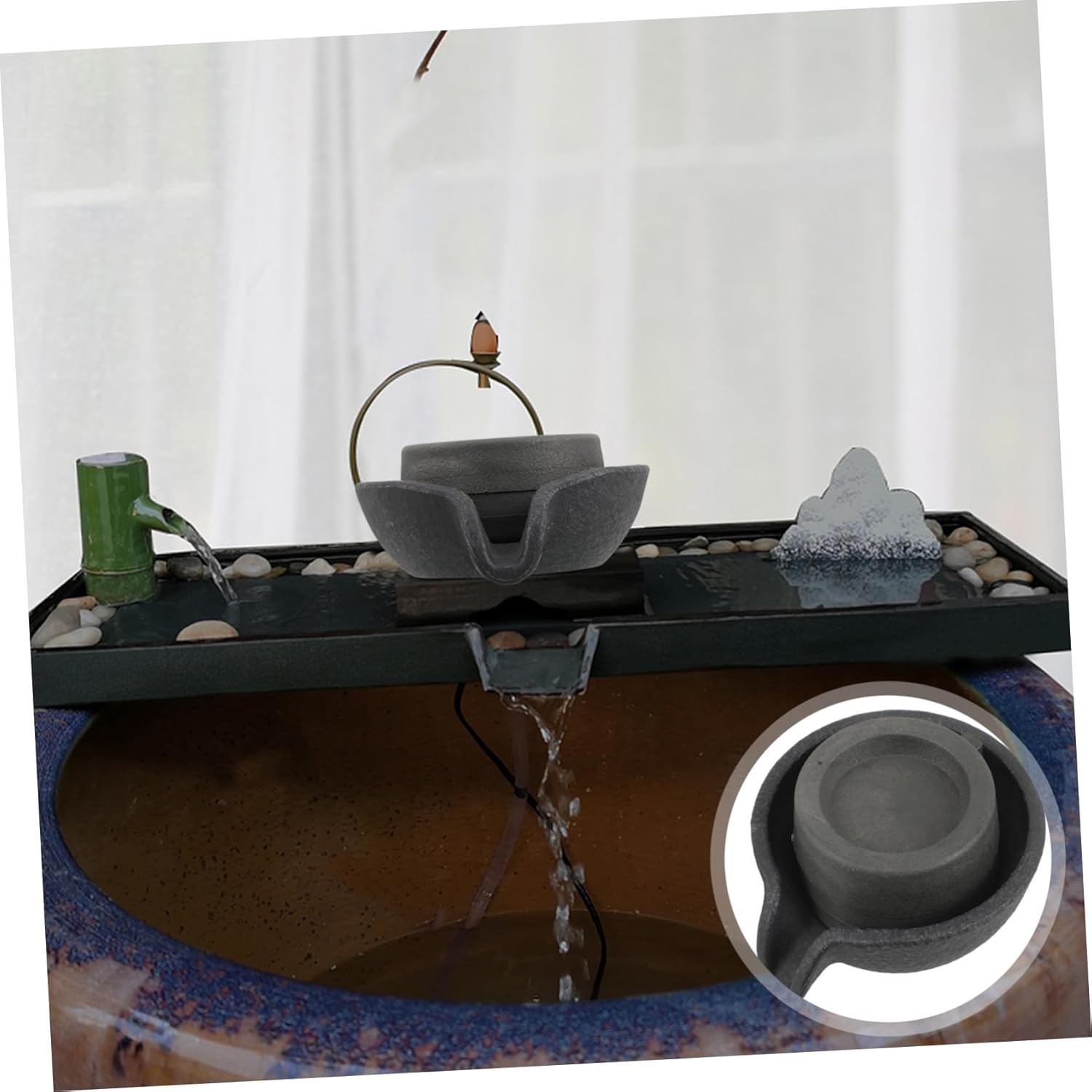 Toddmomy Desk Fountain Rotating Millstone Tabletop Water Feature Aquarium Decor Easy to Use