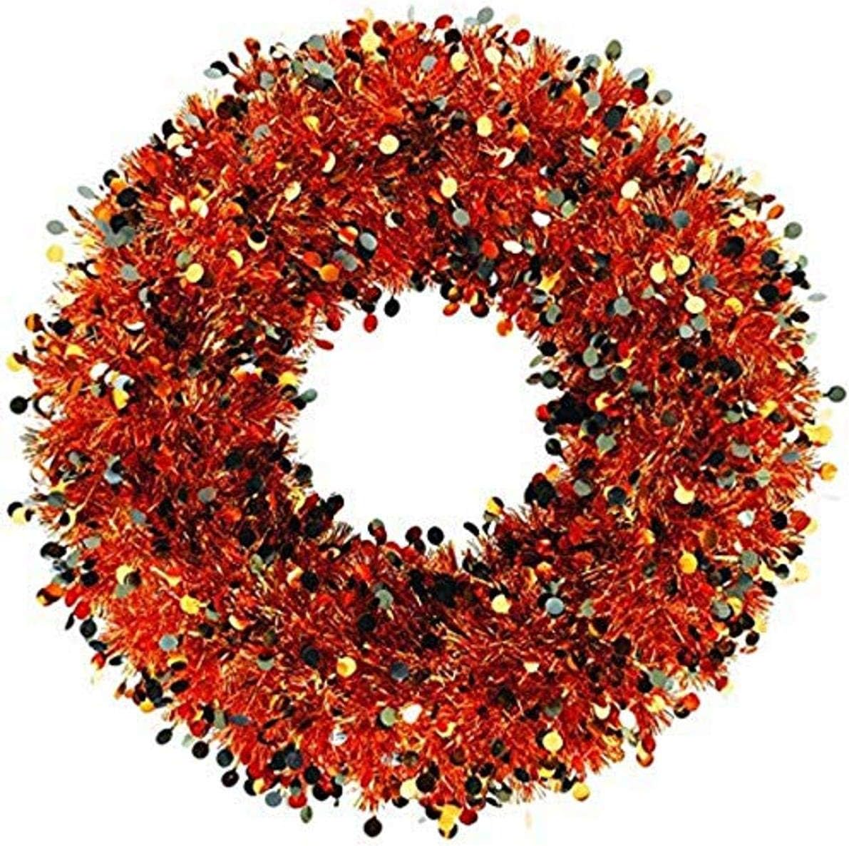 Amscan 242384 Orange Black Halloween Tinsel Wreath