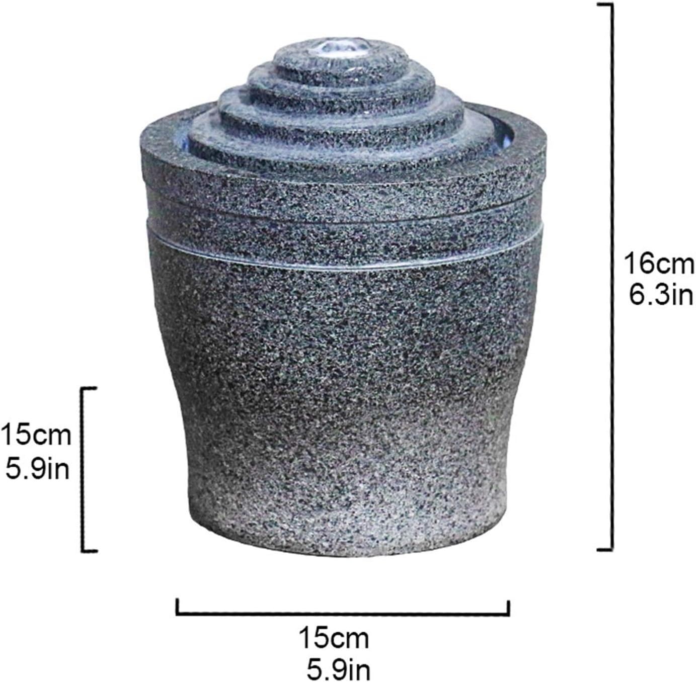 Gray Tabletop Fountain with Built-in Pump and LED Light