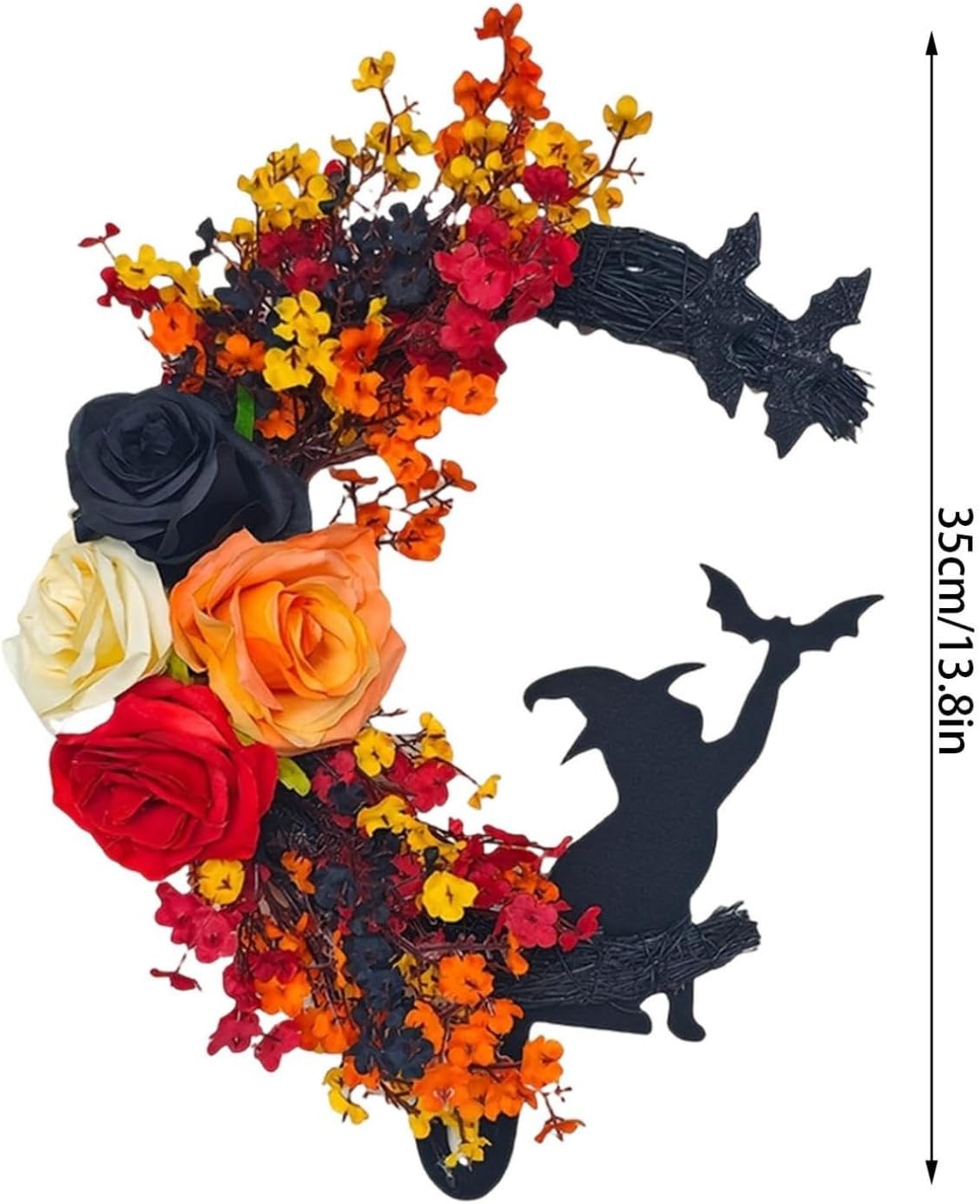 Halloween Moon Black Wreath Orange