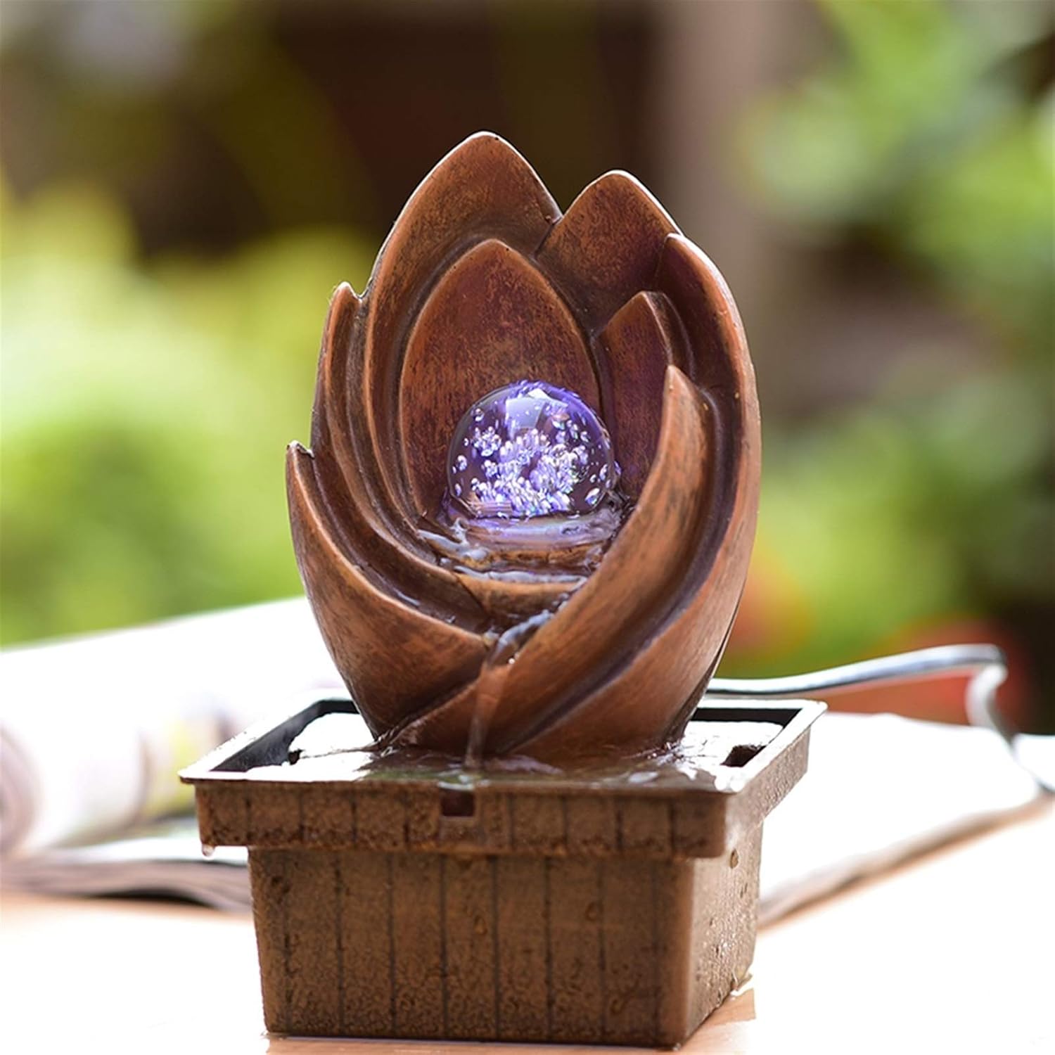 Small Zen Tabletop Fountain with Crystal Spinning Ball