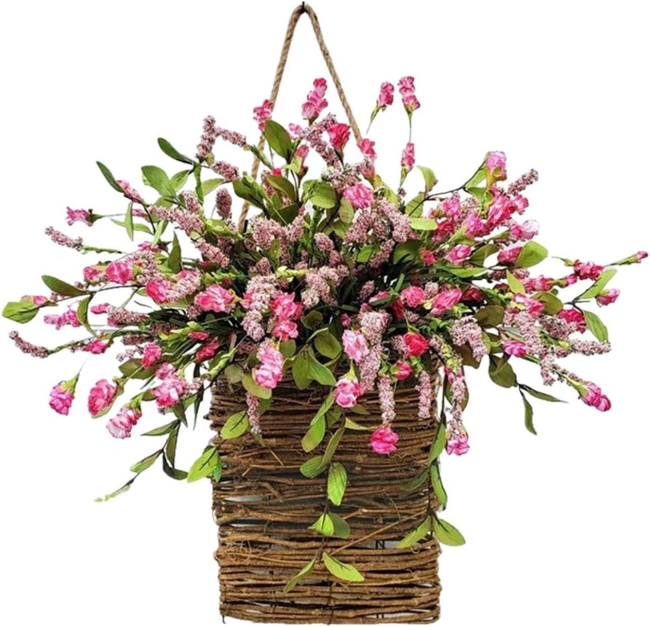 Cream Hydrangea Door Wreath Basket Decor 1