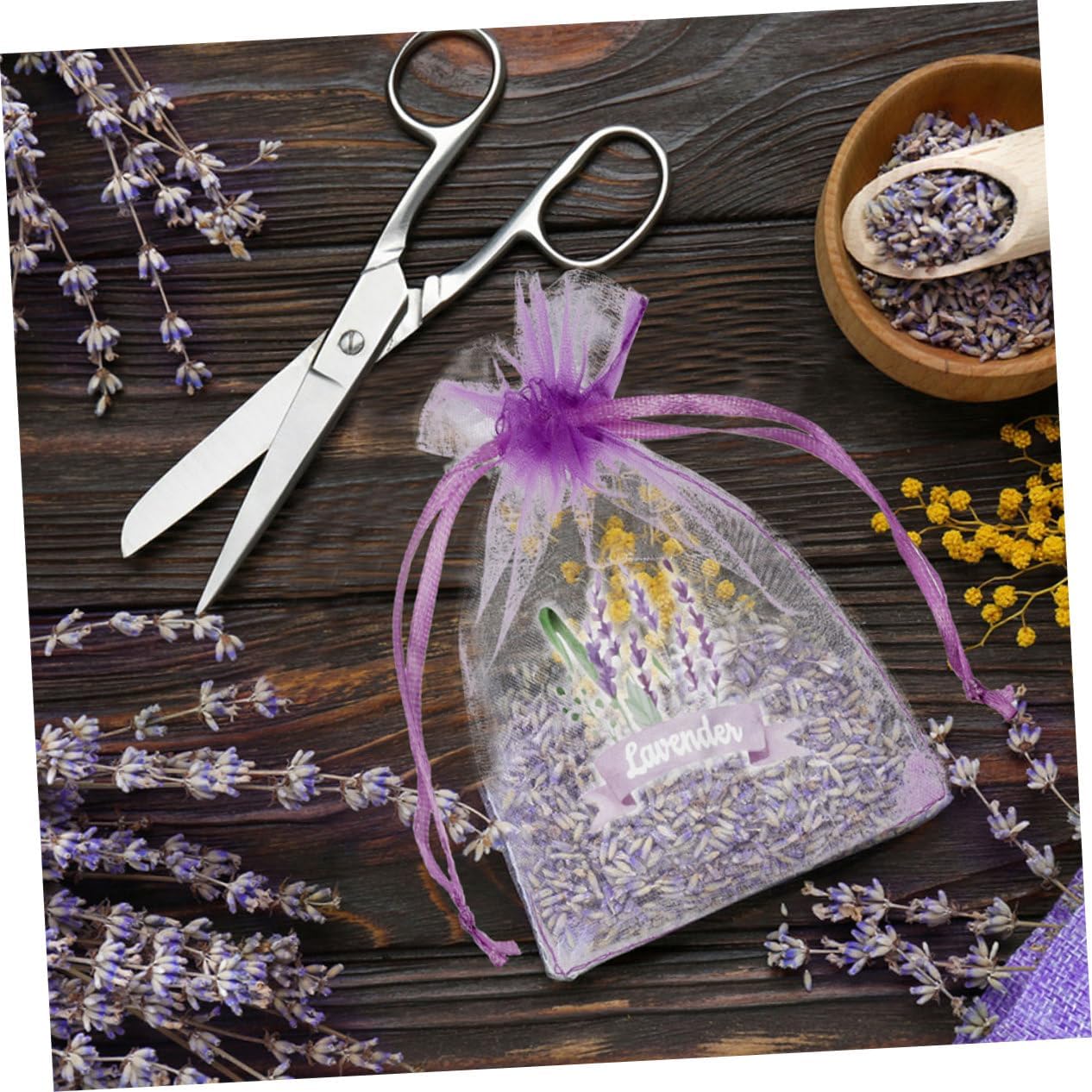 Wakauto 20pcs Lavender Drawstring Sachets for Herbs Spices and Home Decor