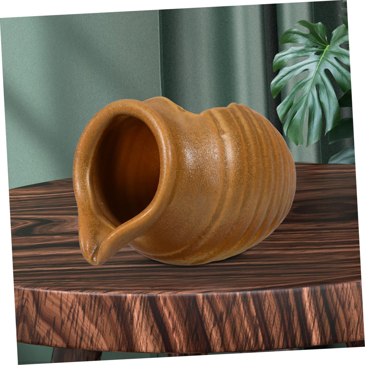 Classic Yellow Tabletop Fountain Ceramic Water Jar Indoor Zen Decor