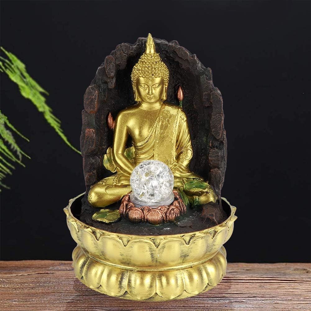Luocute Buddha Fountain with LED Lights and Quiet Pump