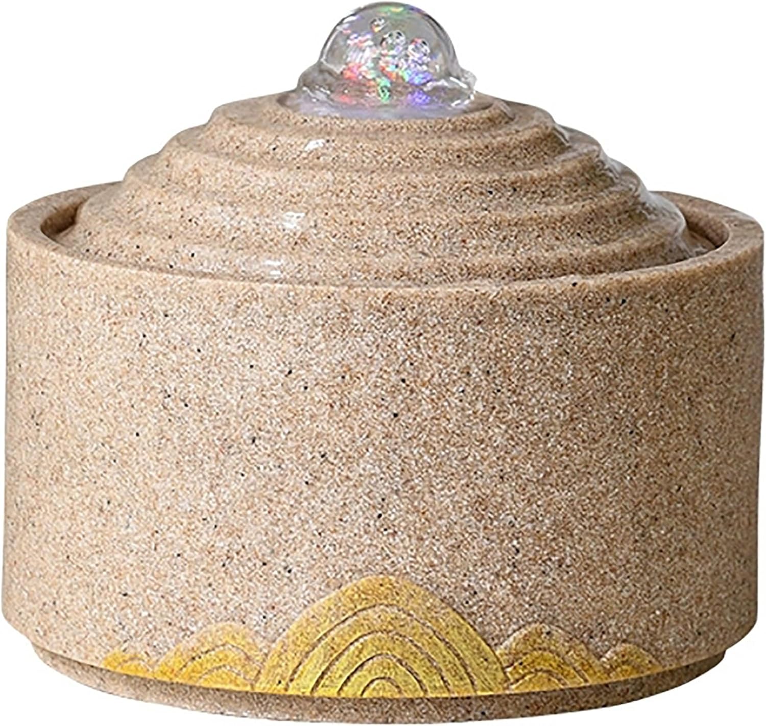 Yellow Sandstone Tabletop Fountain for Home Office Decor