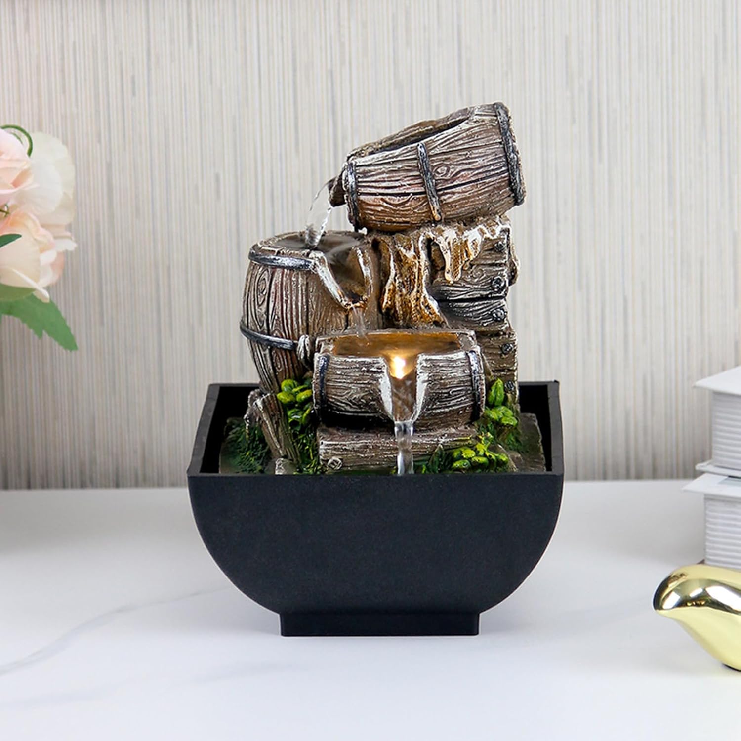Elegant 3-Layer Tabletop Water Fountain for Home Office