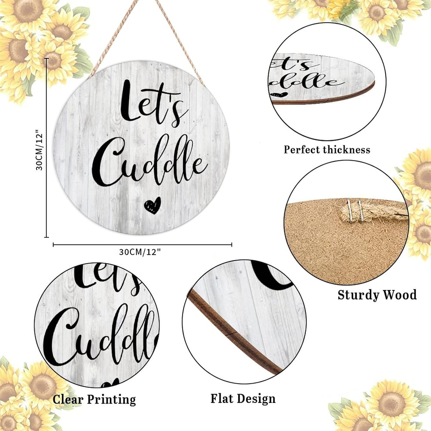 Farmhouse Door Hanger Funny Wood Sign Round Wreath Decor