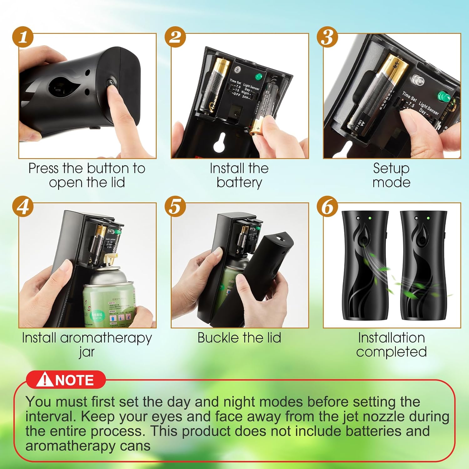 2 Pcs Automatic Fragrance Spray Dispenser with Light Sensor