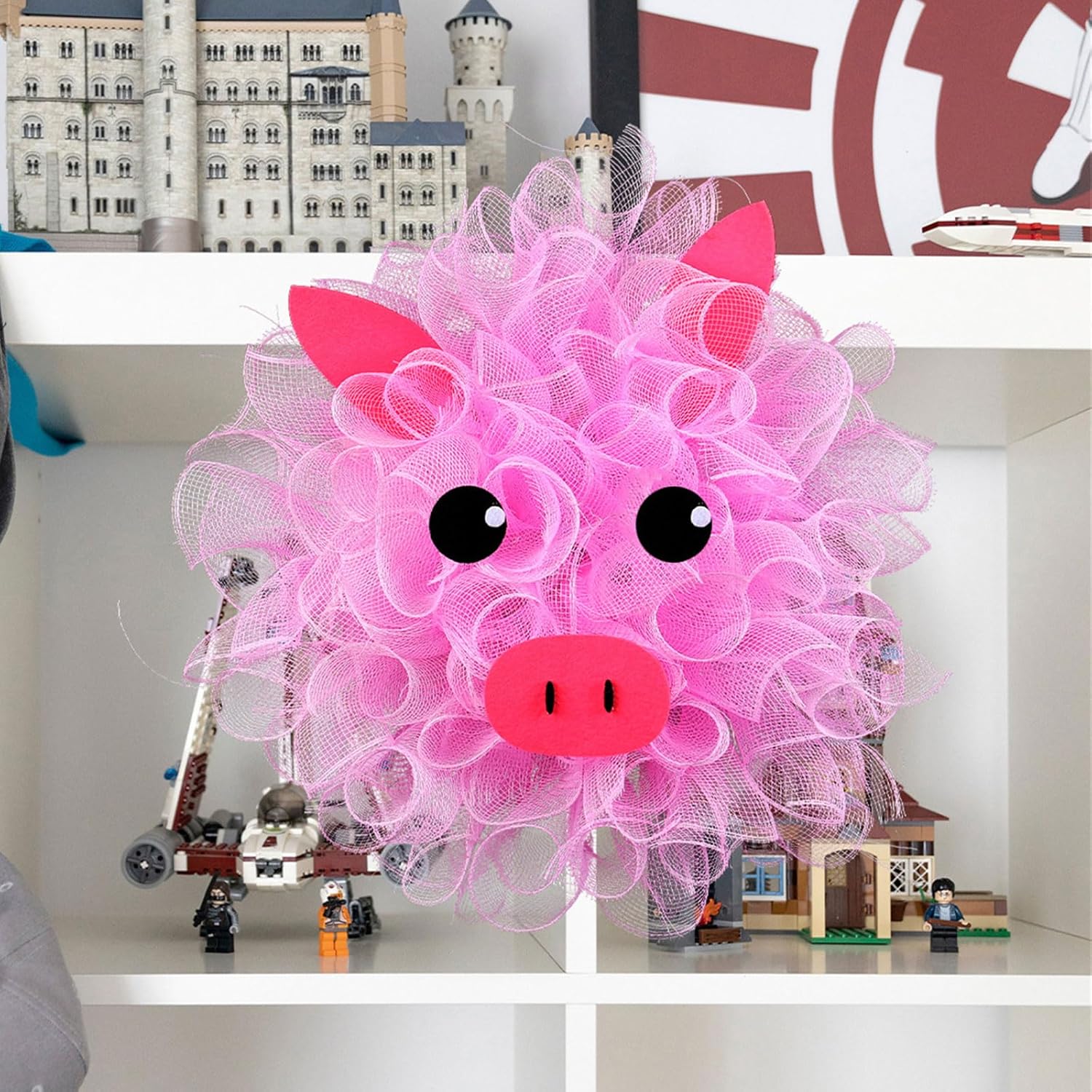 Pink Pig Door Wreath Wall Decor