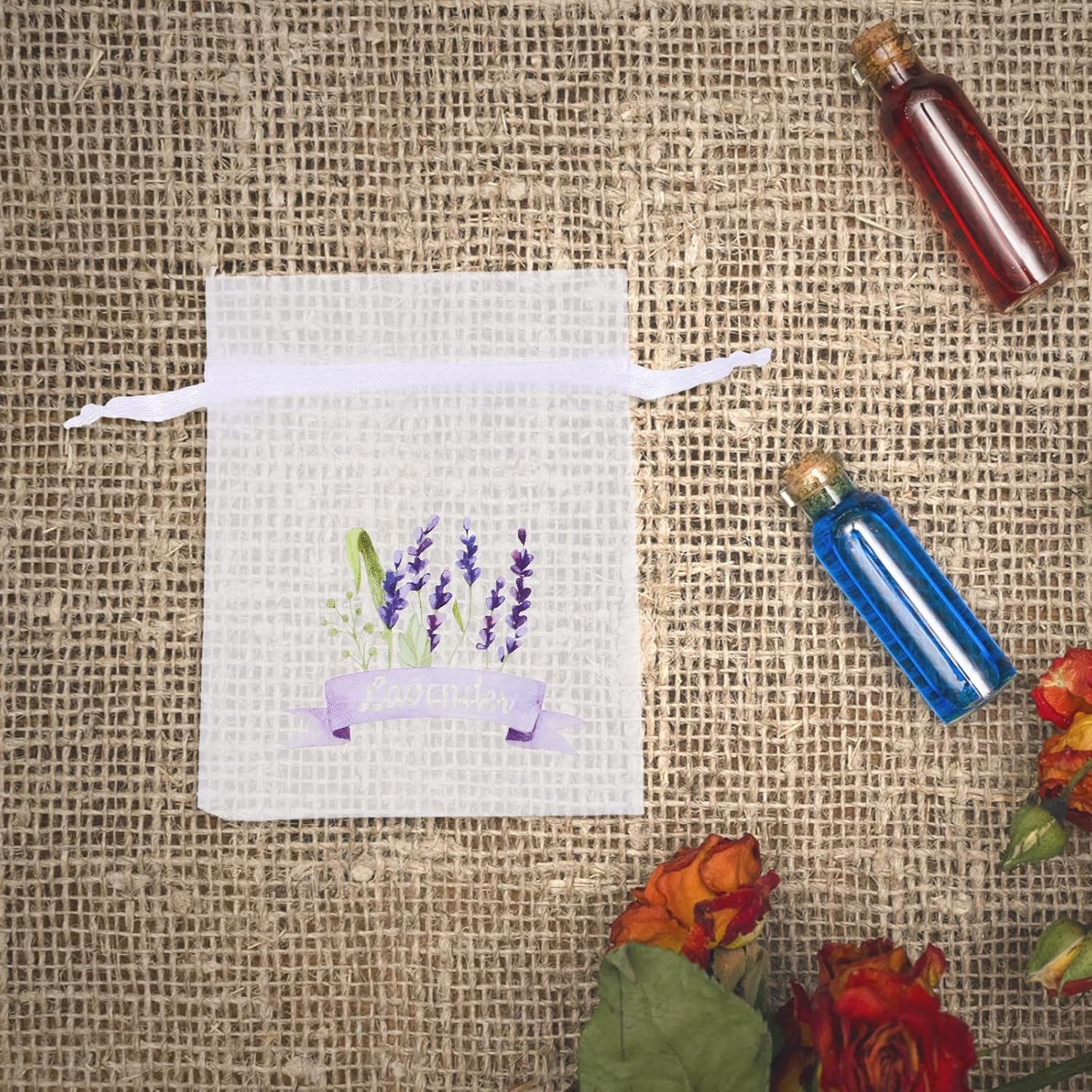 LOGOFUN 20pcs Lavender Sachet Bags - White