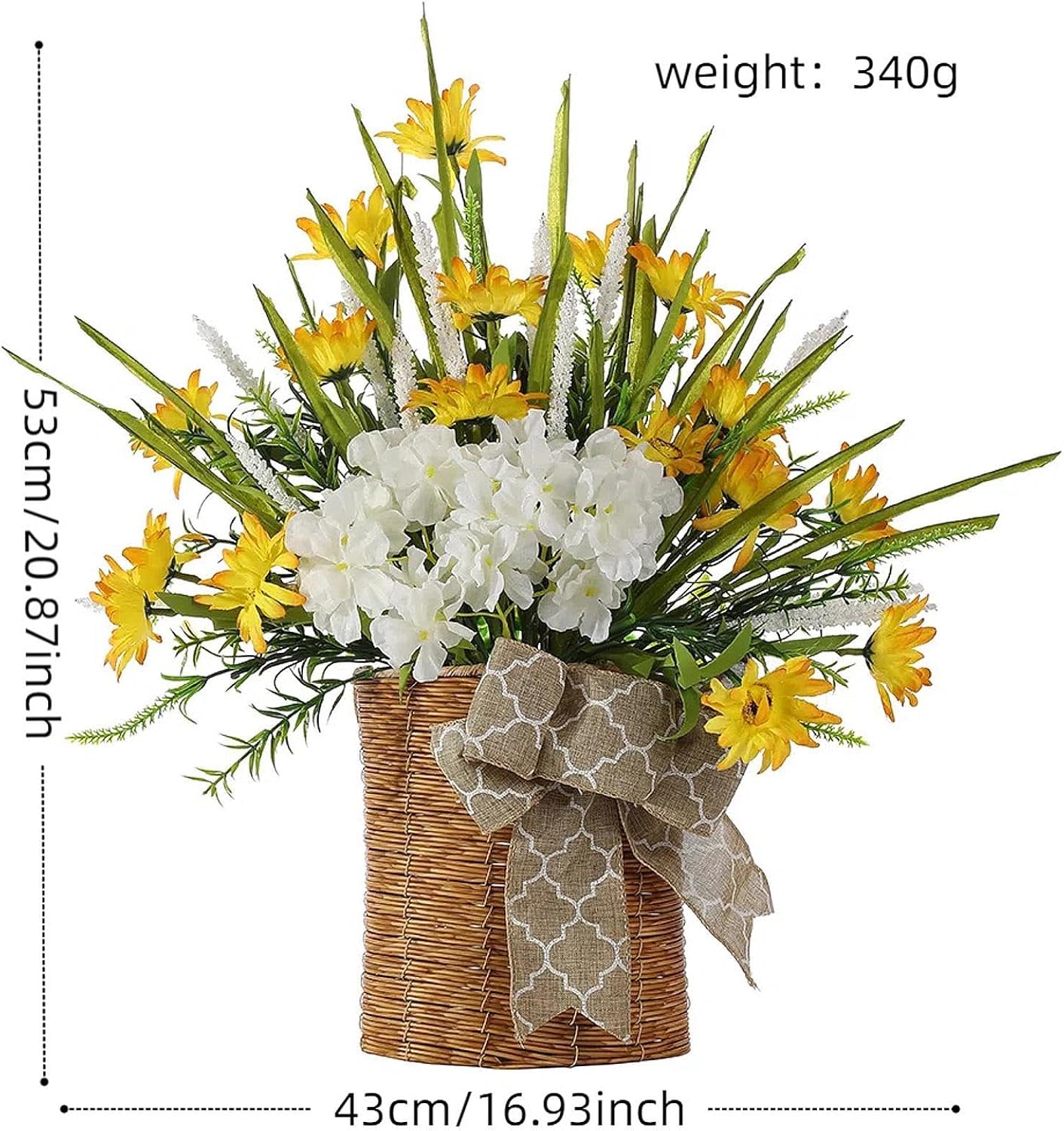 Door Hanger Basket Wreath Artificial Flowers Spring Summer Decor