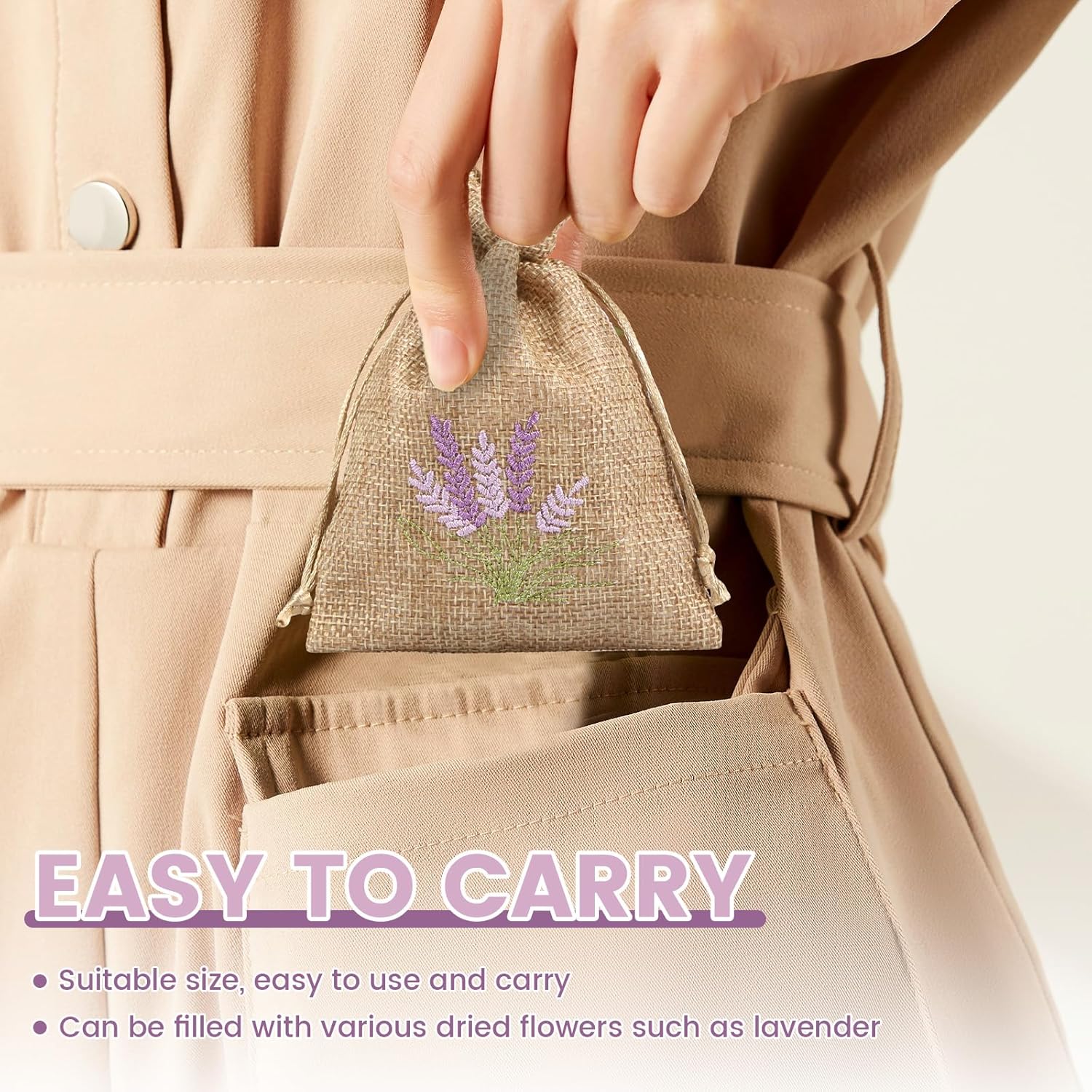 Lavender Pattern Drawstring Sachet Bags for Gifts and Crafts