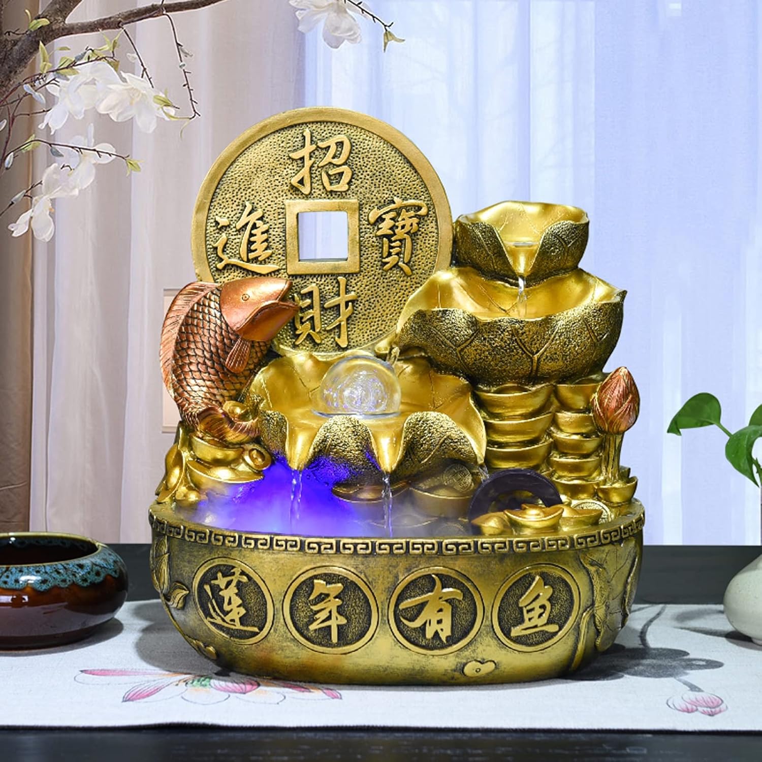 Gold Indoor Fountain for Home and Office Decor