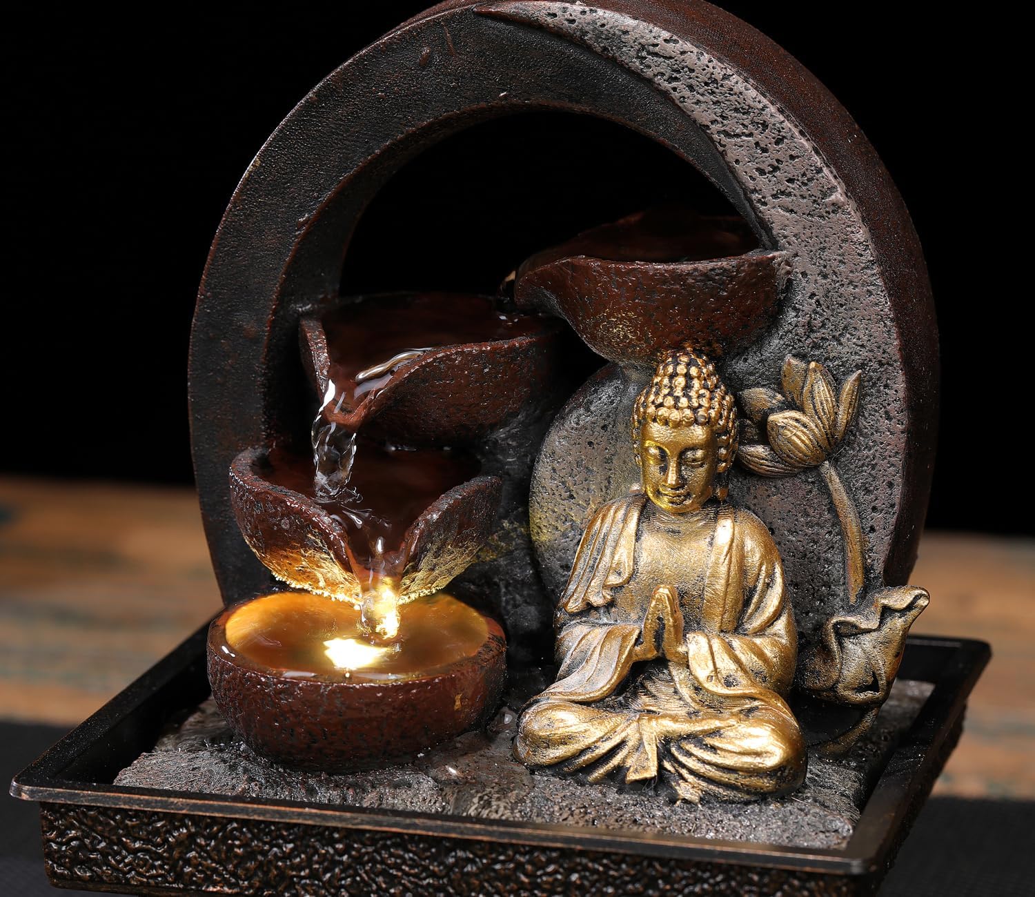 Seyee Bro Tabletop Water Fountain Buddha Statue Humidifier