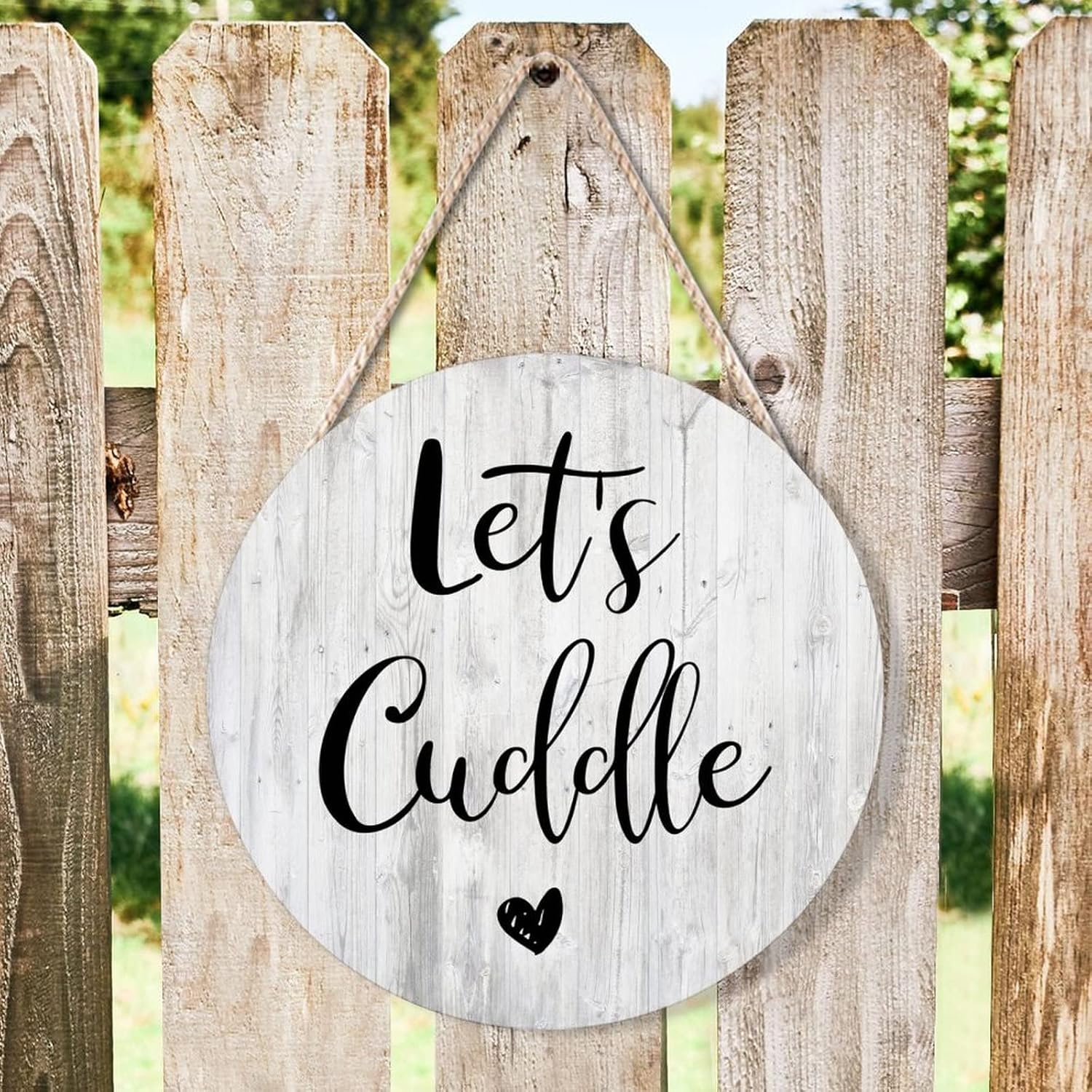 Farmhouse Door Hanger Funny Wood Sign Round Wreath Decor
