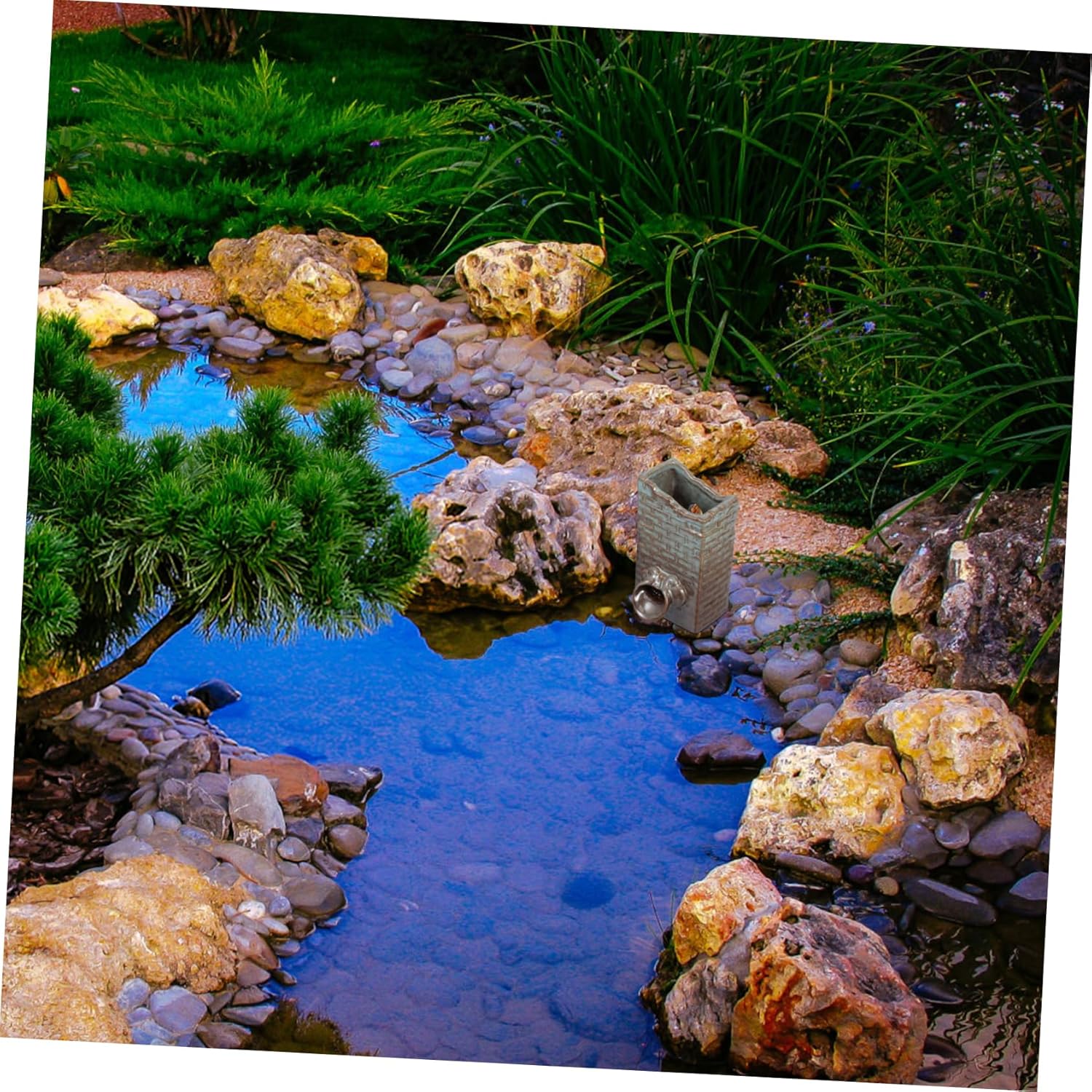 POPETPOP Rustic Water Fountain Ceramic Planter for Hydroponic and Fish Tank Decor