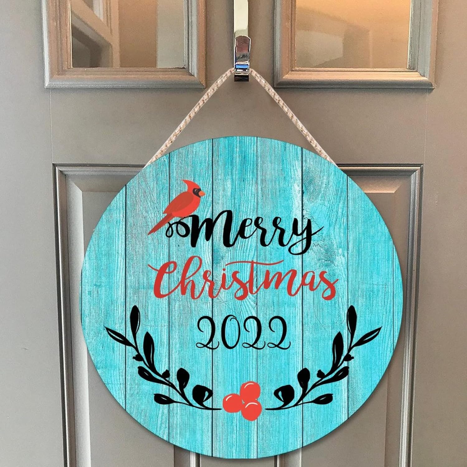 Red Bird Holly Berry Wreath Door Hanger 1