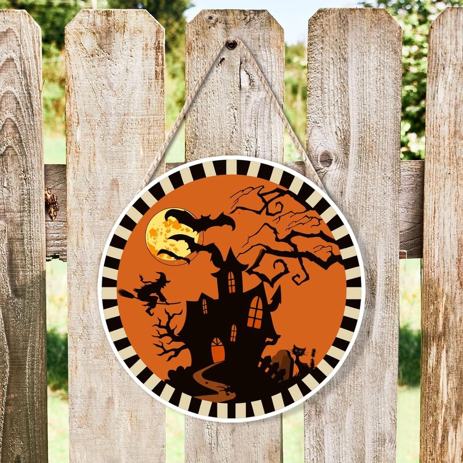 Happy Halloween Wood Sign Door Hanger 10x10in