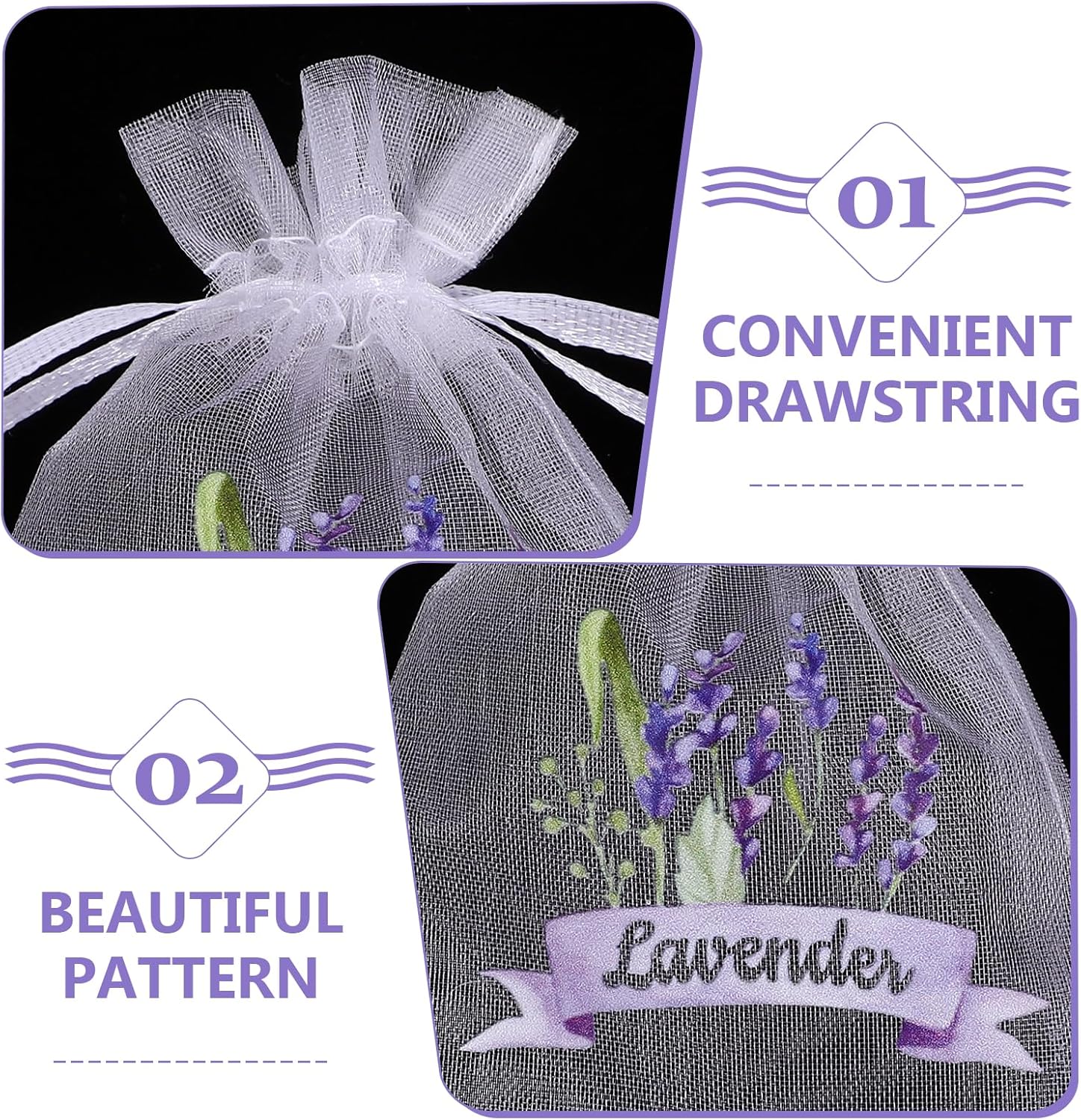 LOGOFUN 20pcs Lavender Sachet Bags - White