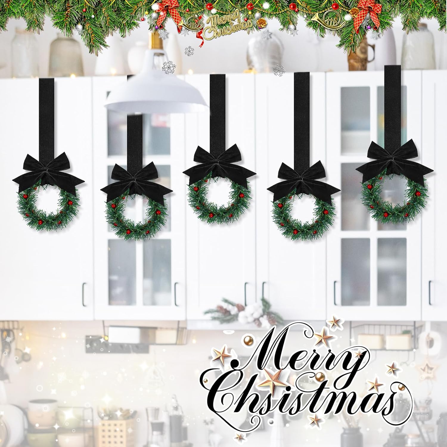 Retrowavy 12 Pcs Mini Christmas Wreath Decor