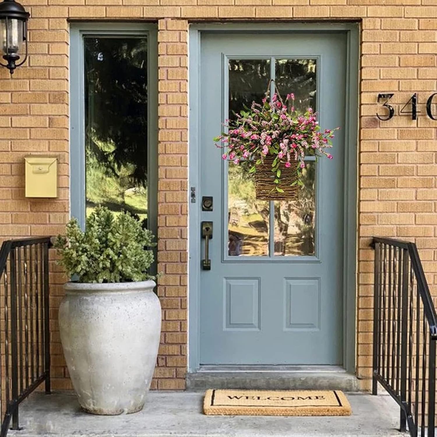 Wildflower Door Wreath Spring Summer Decor Farmhouse Welcome Sign for Home Wedding Mothers Day and Seasonal Celebrations