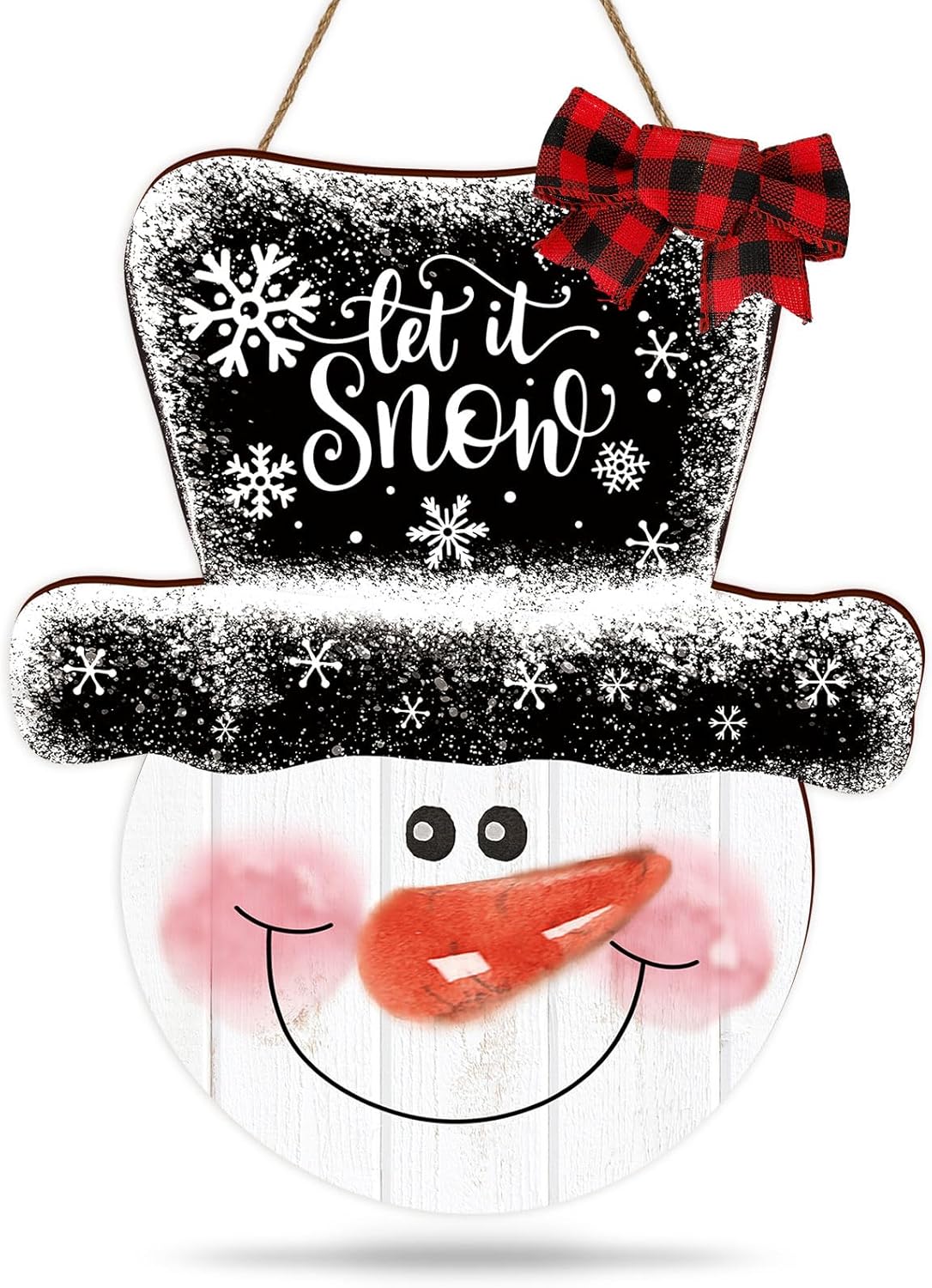 Whaline Christmas Snowman Wooden Door Hanger Sign
