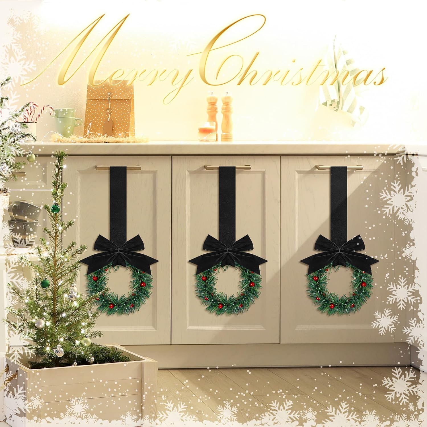 Retrowavy 12 Pcs Mini Christmas Wreath Decor
