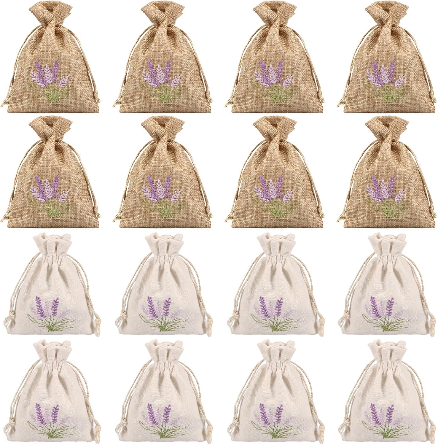 Lavender Pattern Drawstring Sachet Bags for Gifts and Crafts