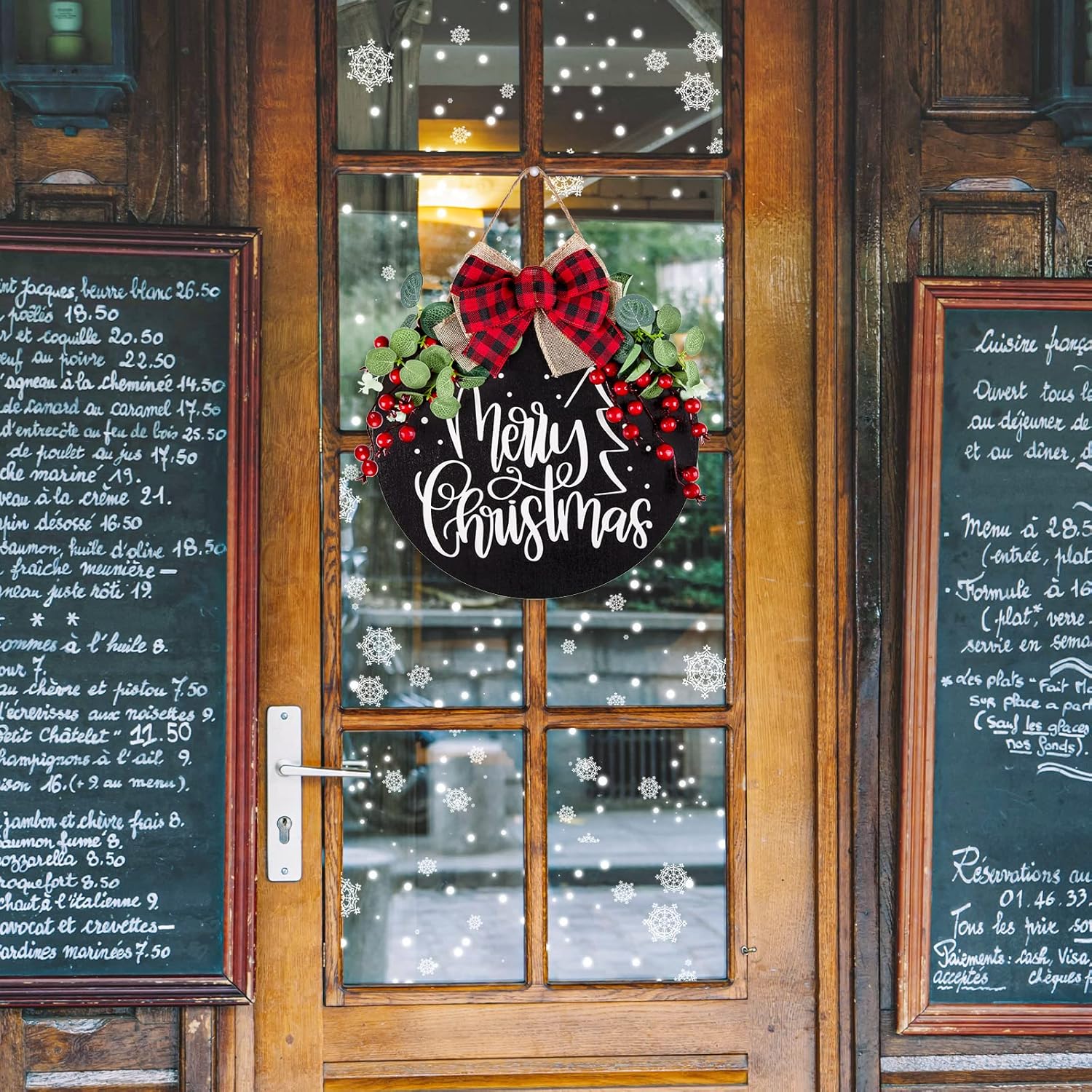 Whaline Christmas Wooden Door Wreath Decoration