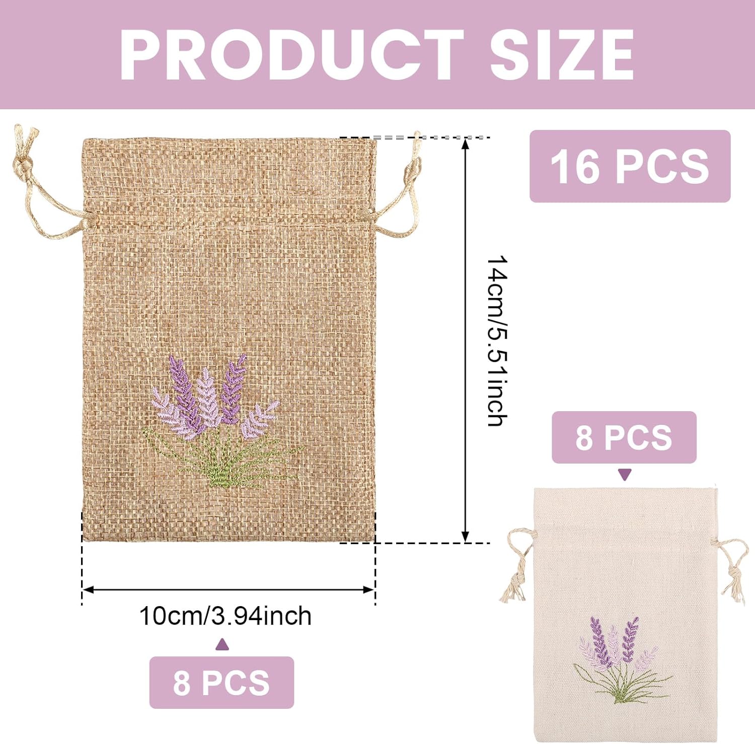 Lavender Pattern Drawstring Sachet Bags for Gifts and Crafts