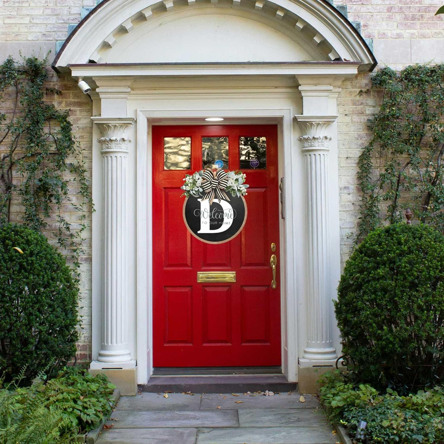BILLAMB Circular Surname Front Door Welcome Sign Wreath