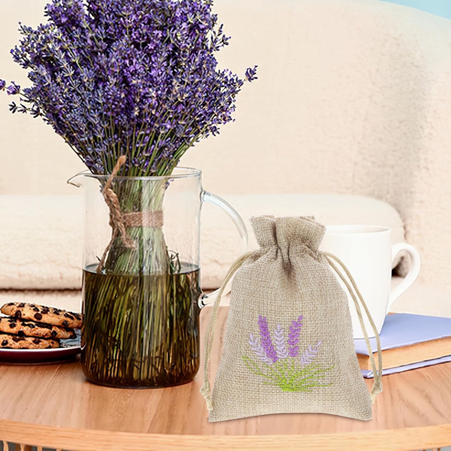 iplusmile Lavender Sachet Bags 10 Pack Linen Drawstring Pouch