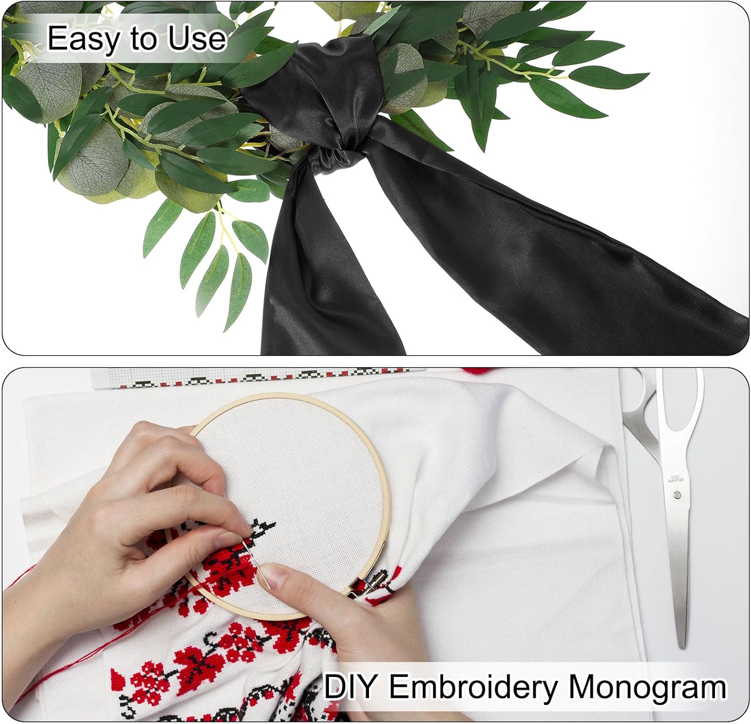 Uxcell 2 Pcs Black Wreath Sash for Front Door