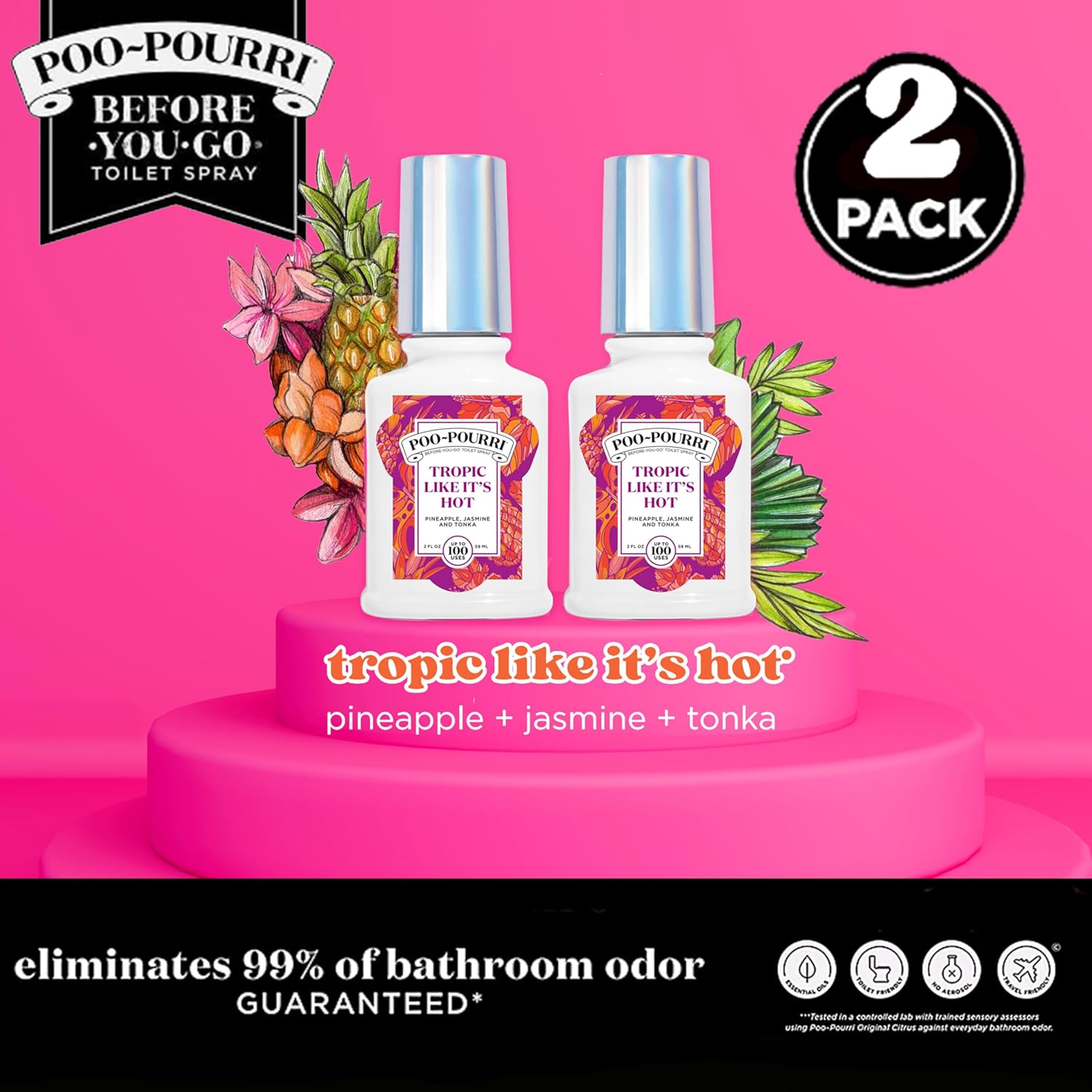 Poo-Pourri Tropic Like Its Hot Toilet Spray 2 Oz 2 Pack