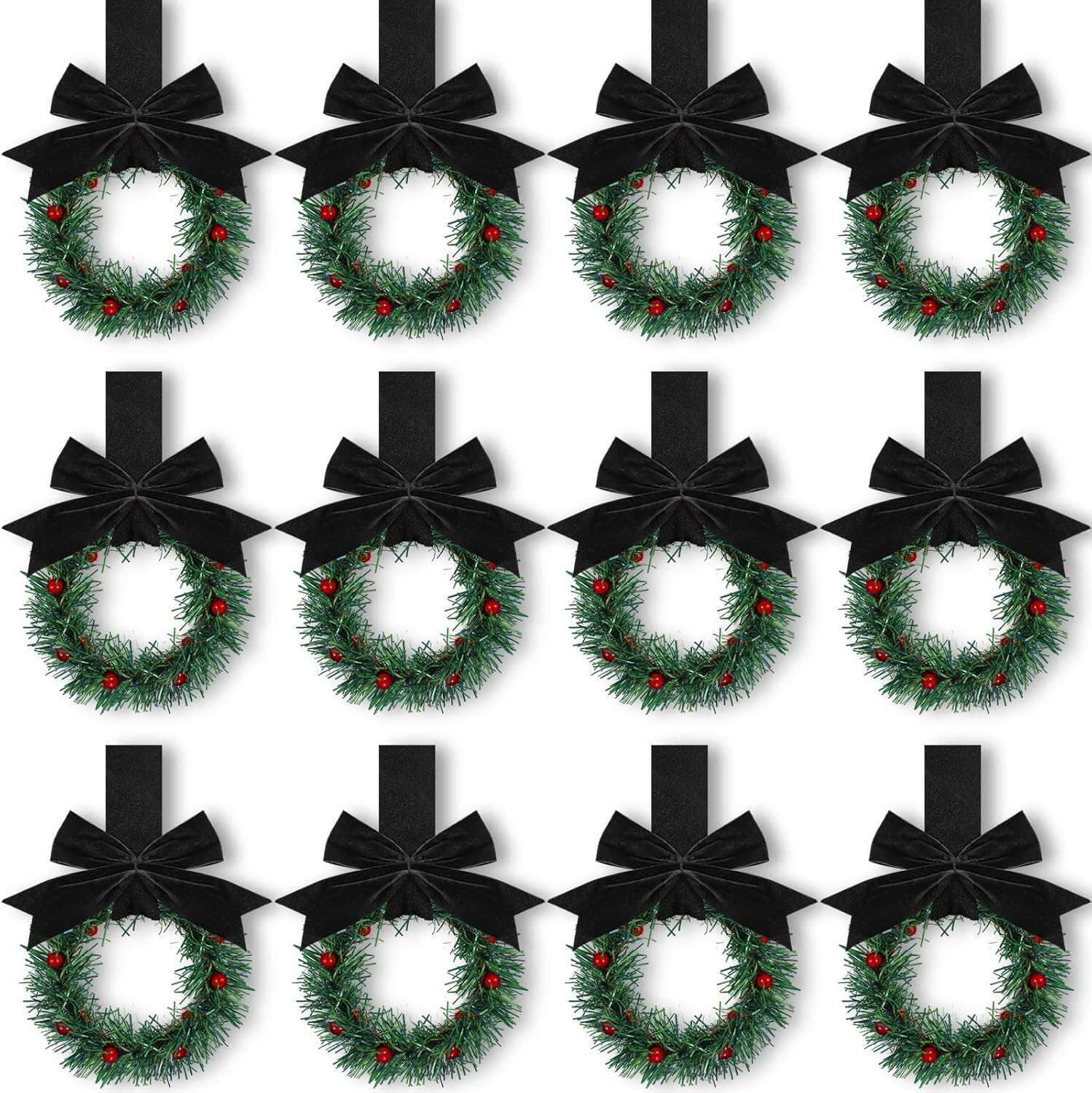 Retrowavy 12 Pcs Mini Christmas Wreath Decor