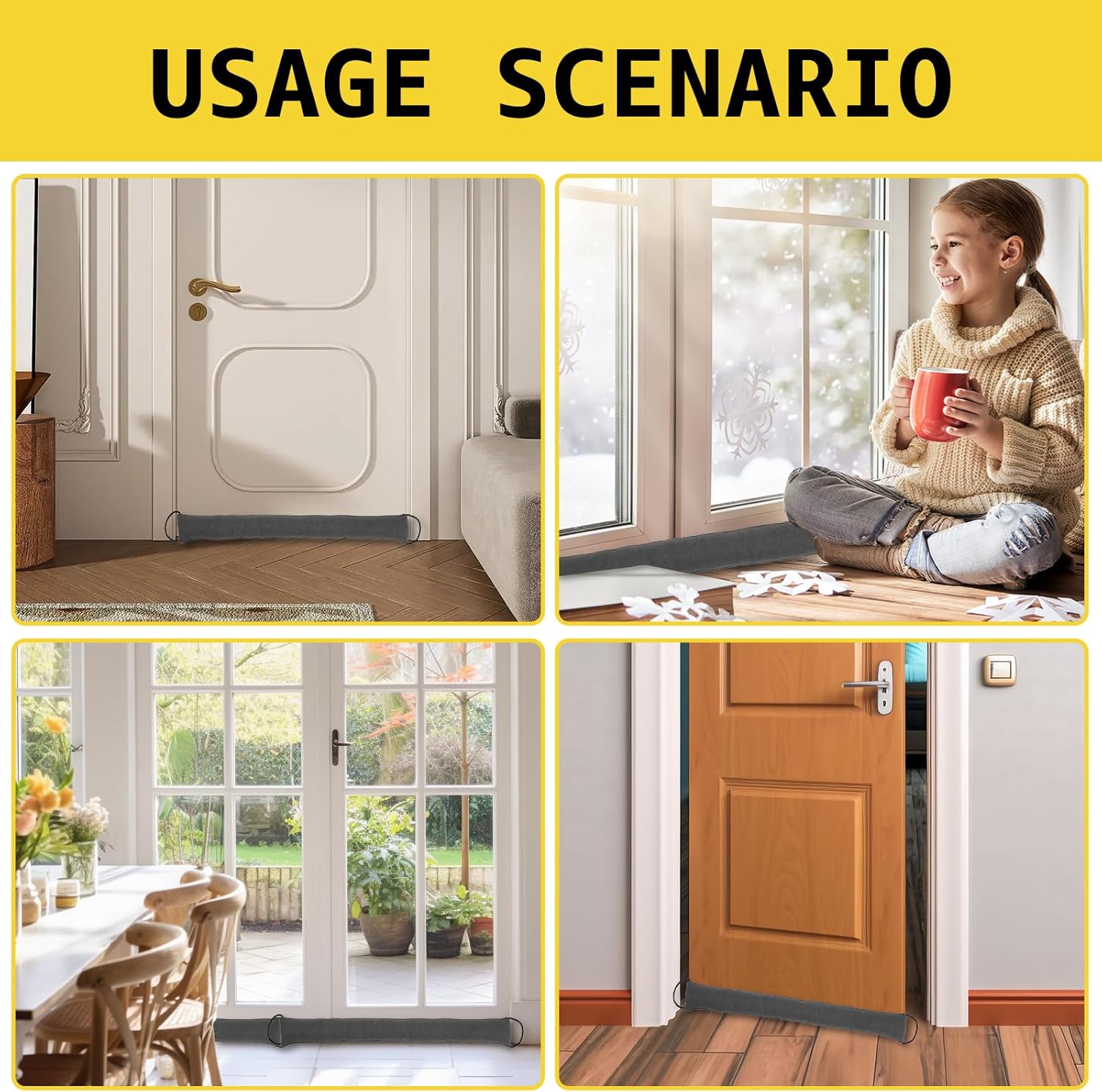 FALESOUL Door Draft Stopper 36 x 4 Heavy Duty Noise Blocker