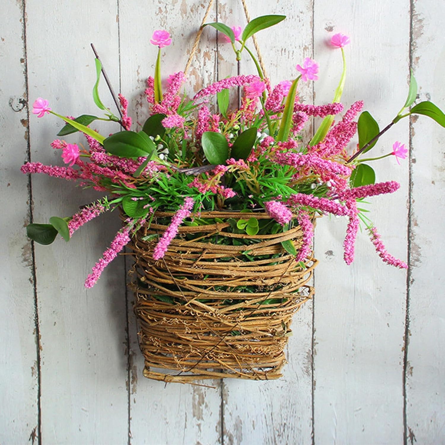 Wildflower Basket Wreath Door Hanger Decor