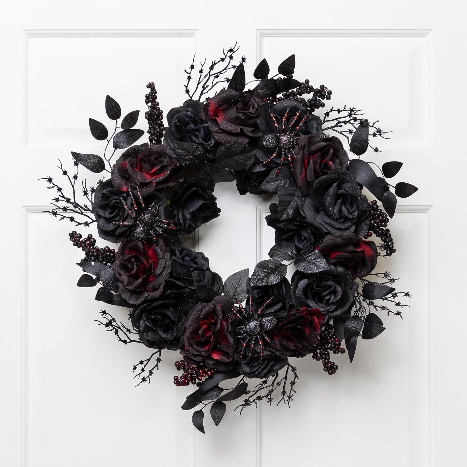Northlight Halloween Spider Wreath 24 Inch Red Black